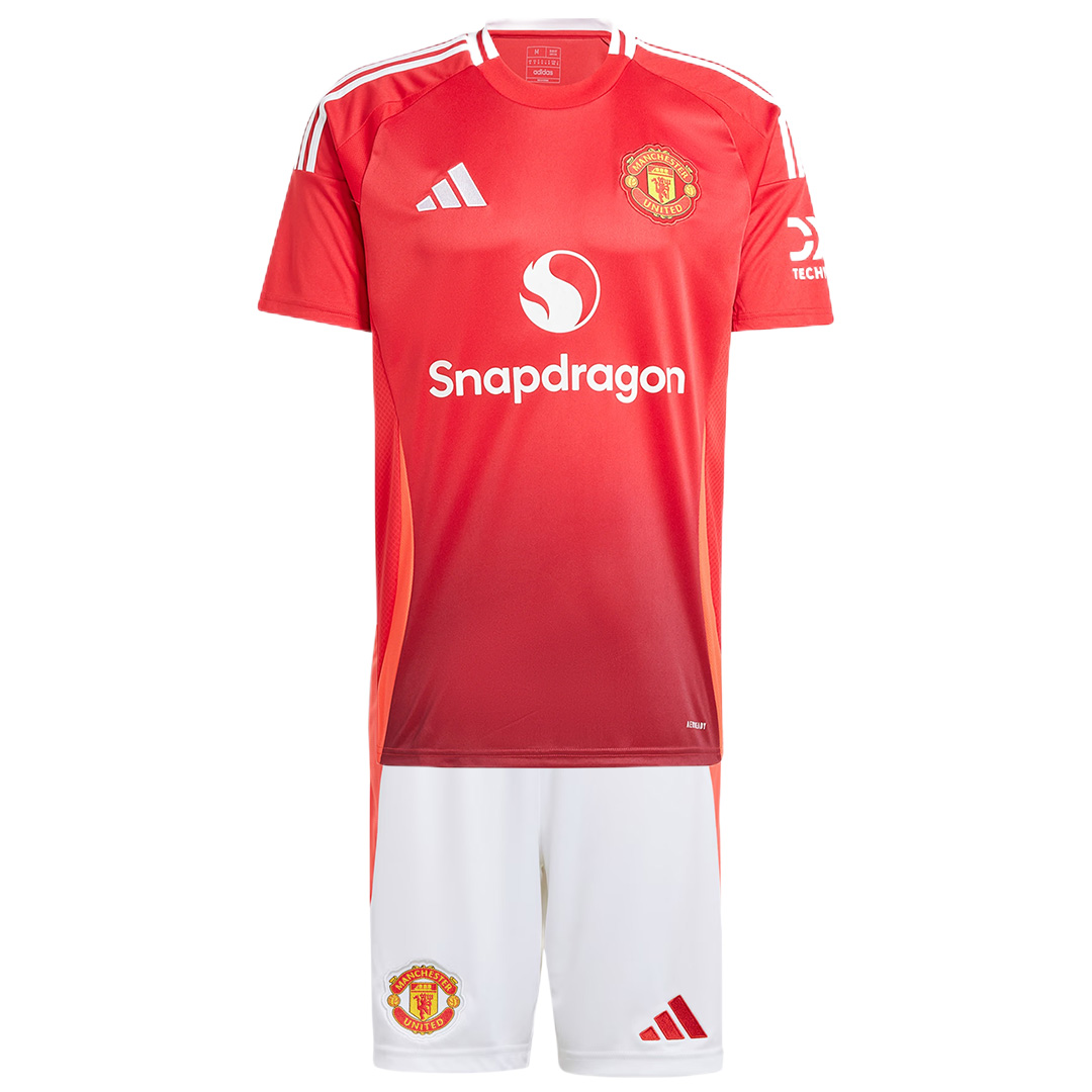 Kid's Manchester United Home Jersey+Shorts 2024/25 - Soccerfana