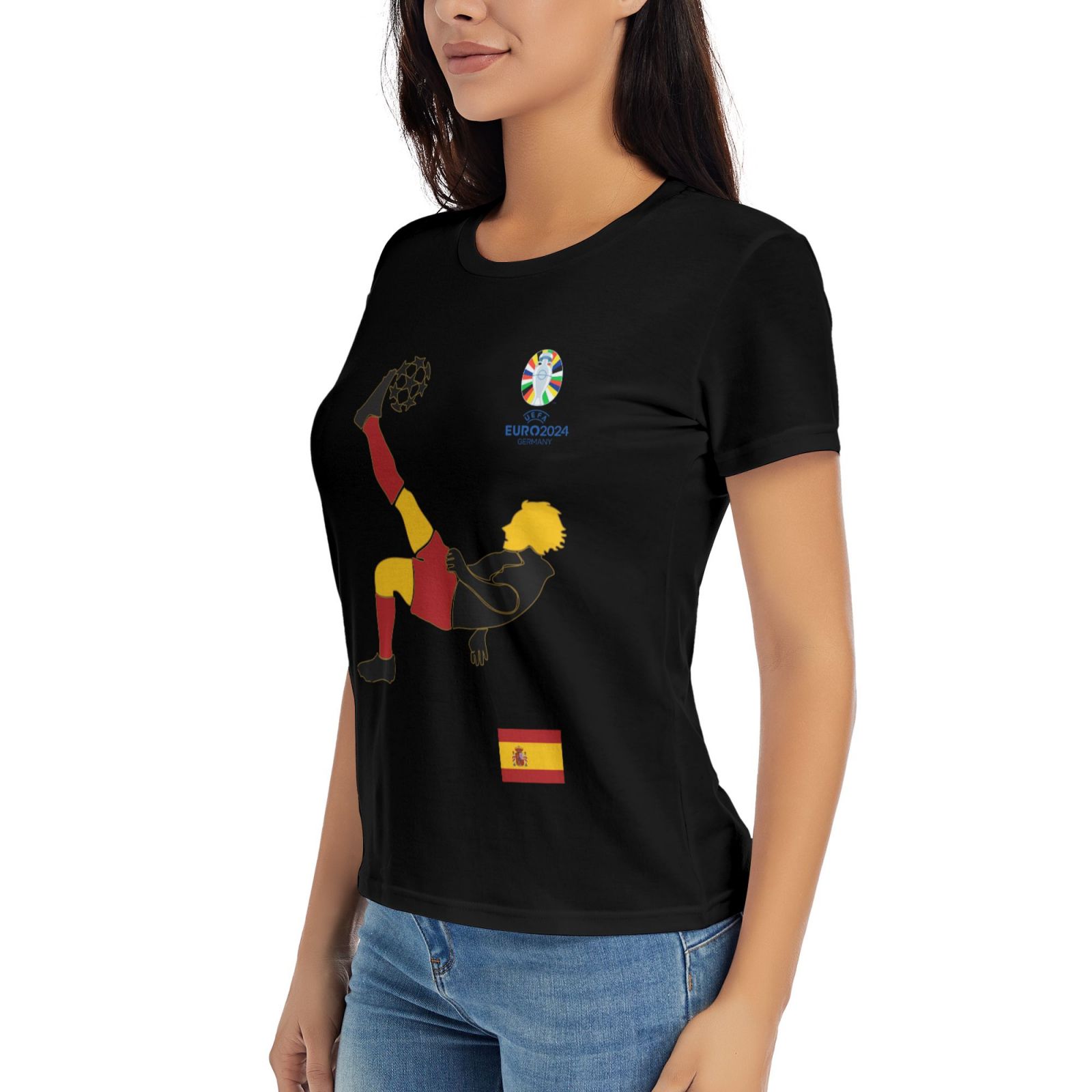 Women's Spain EURO 2024 Basic Short Sleeve T-Shirt WBT1725 - Soccerfana