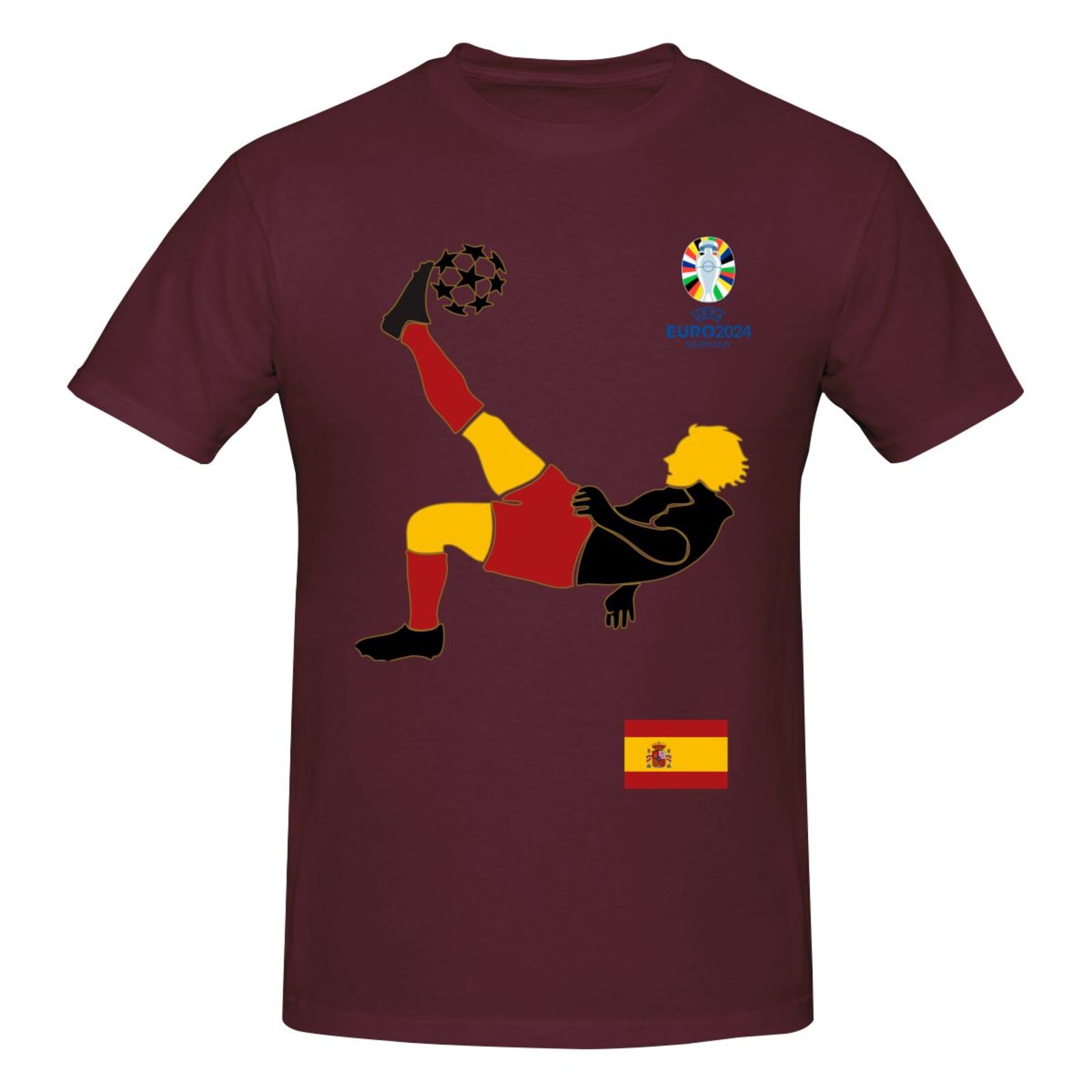 Men's Spain EURO 2024 Basic Short Sleeve T-Shirt BST1724 - Soccerfana