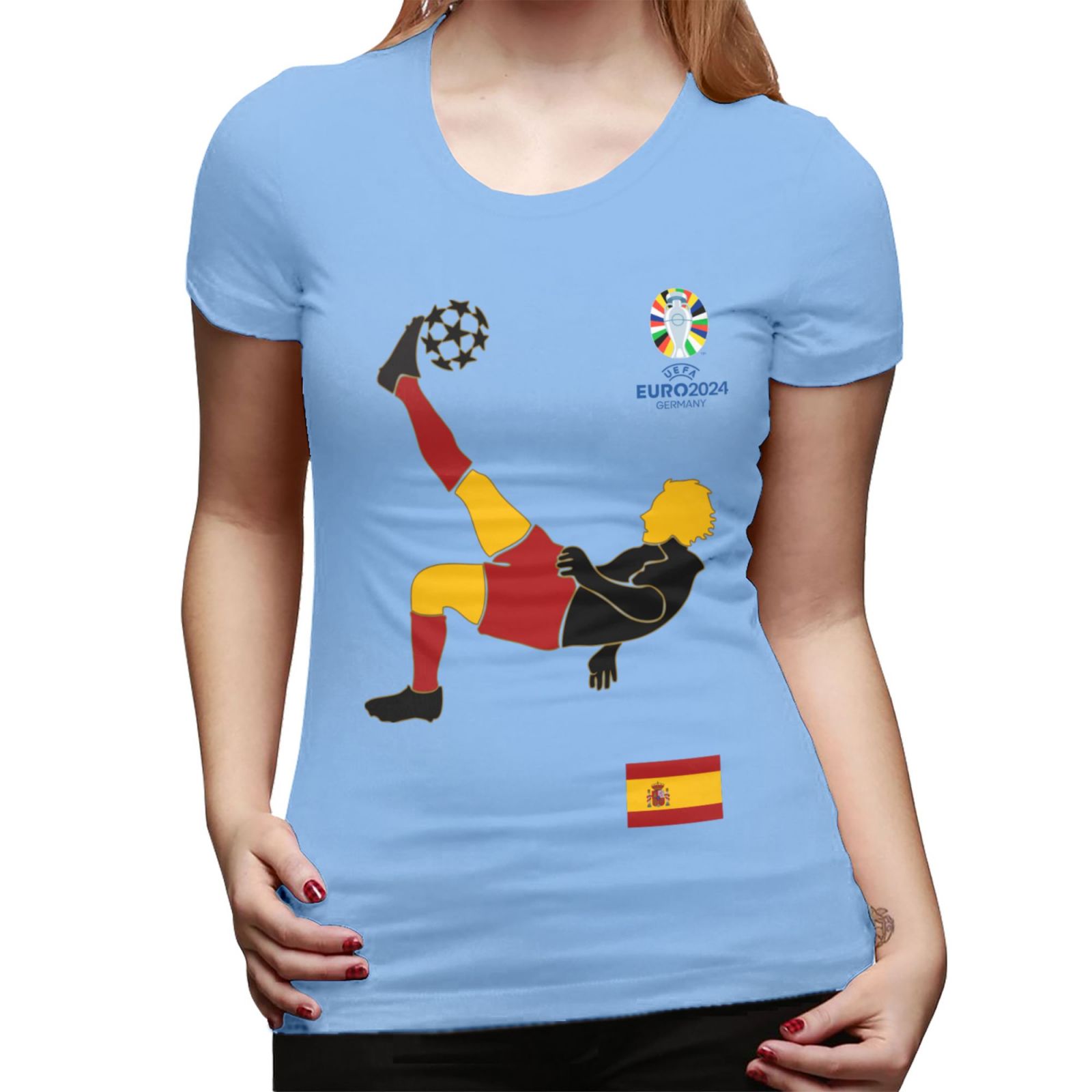 Women's Spain EURO 2024 Basic Short Sleeve T-Shirt WBT1725 - Soccerfana