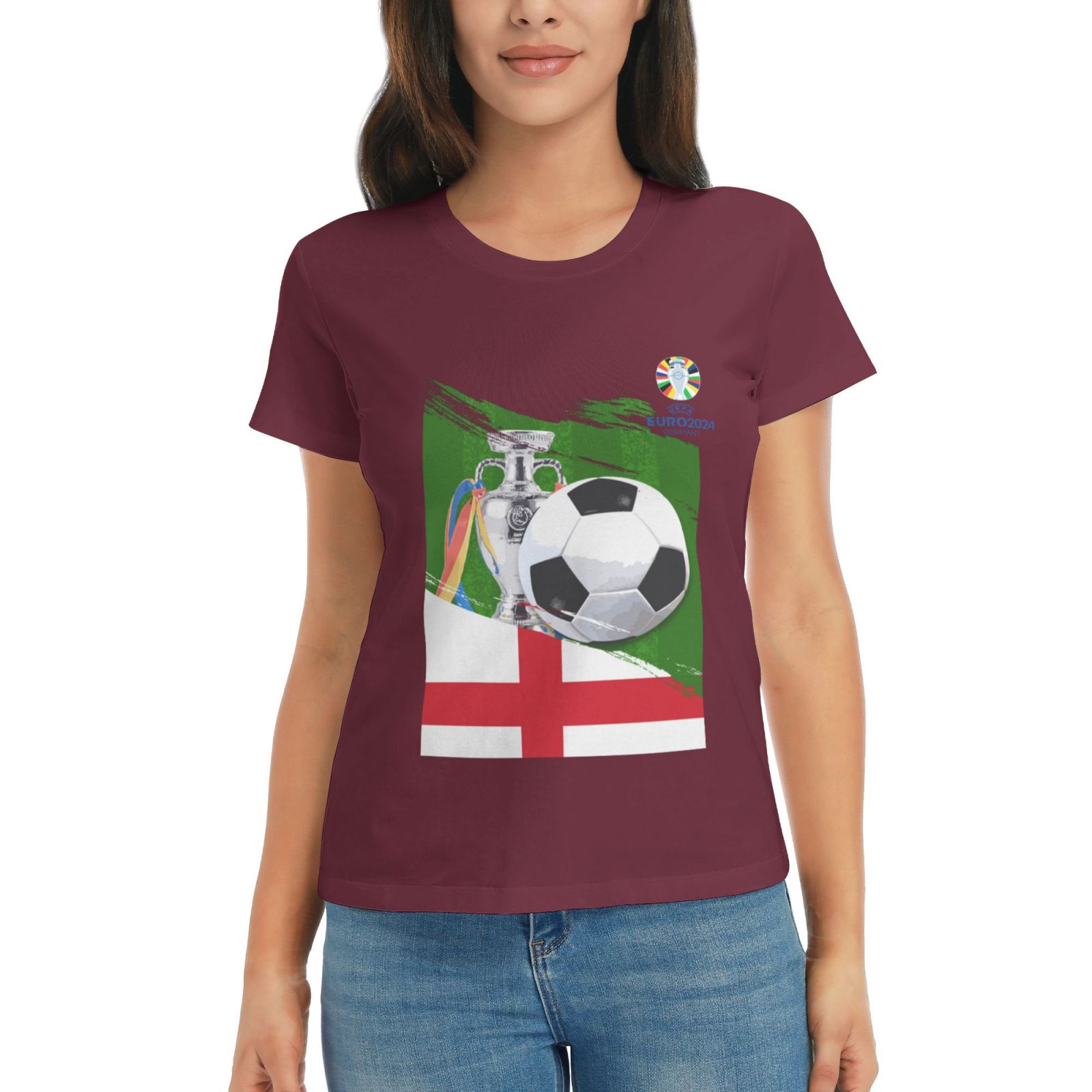 Women's England EURO 2024 Basic Short Sleeve T-Shirt WBT1682 - Soccerfana
