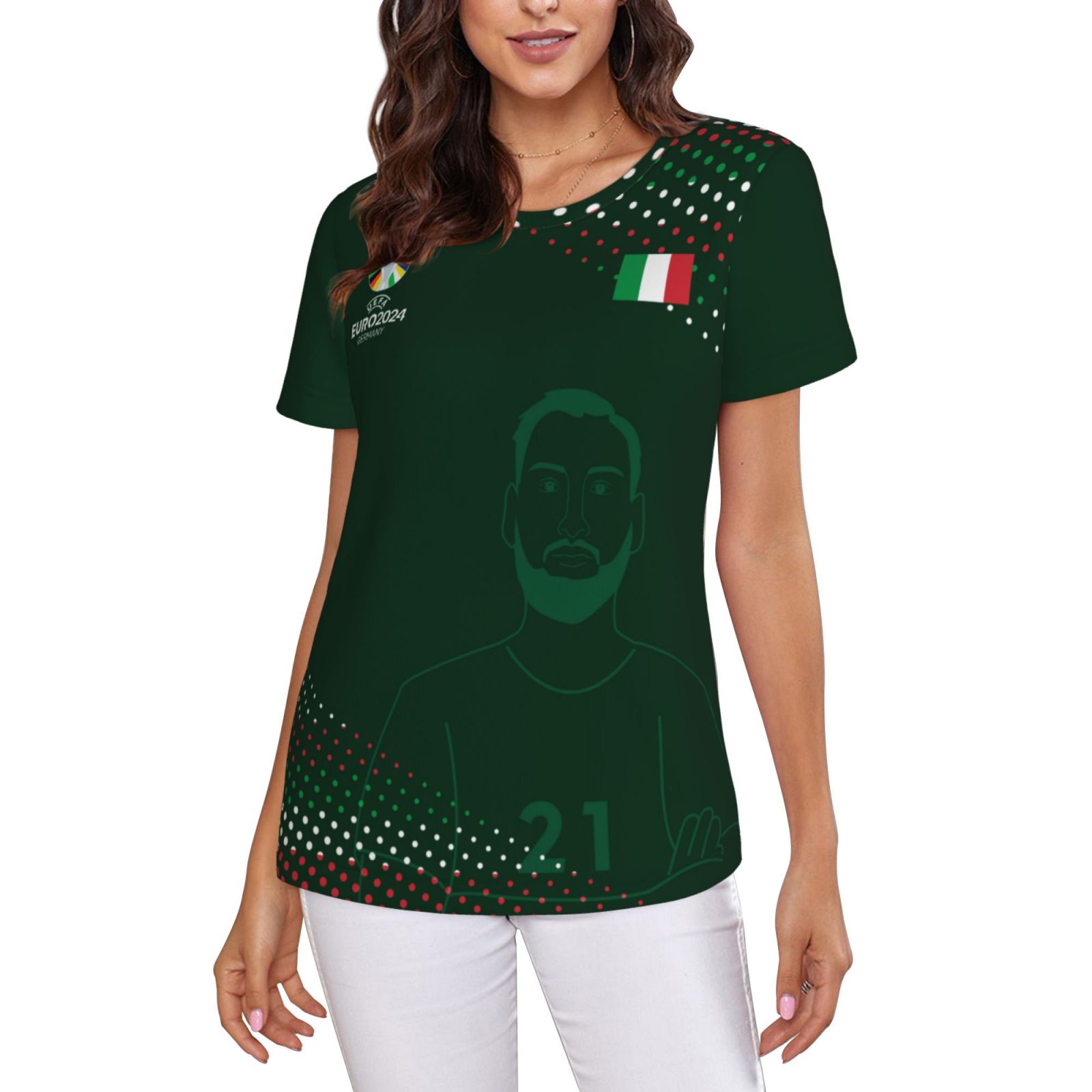 Women's Italy EURO 2024 Short Sleeve T-Shirt WST1744 - Soccerfana