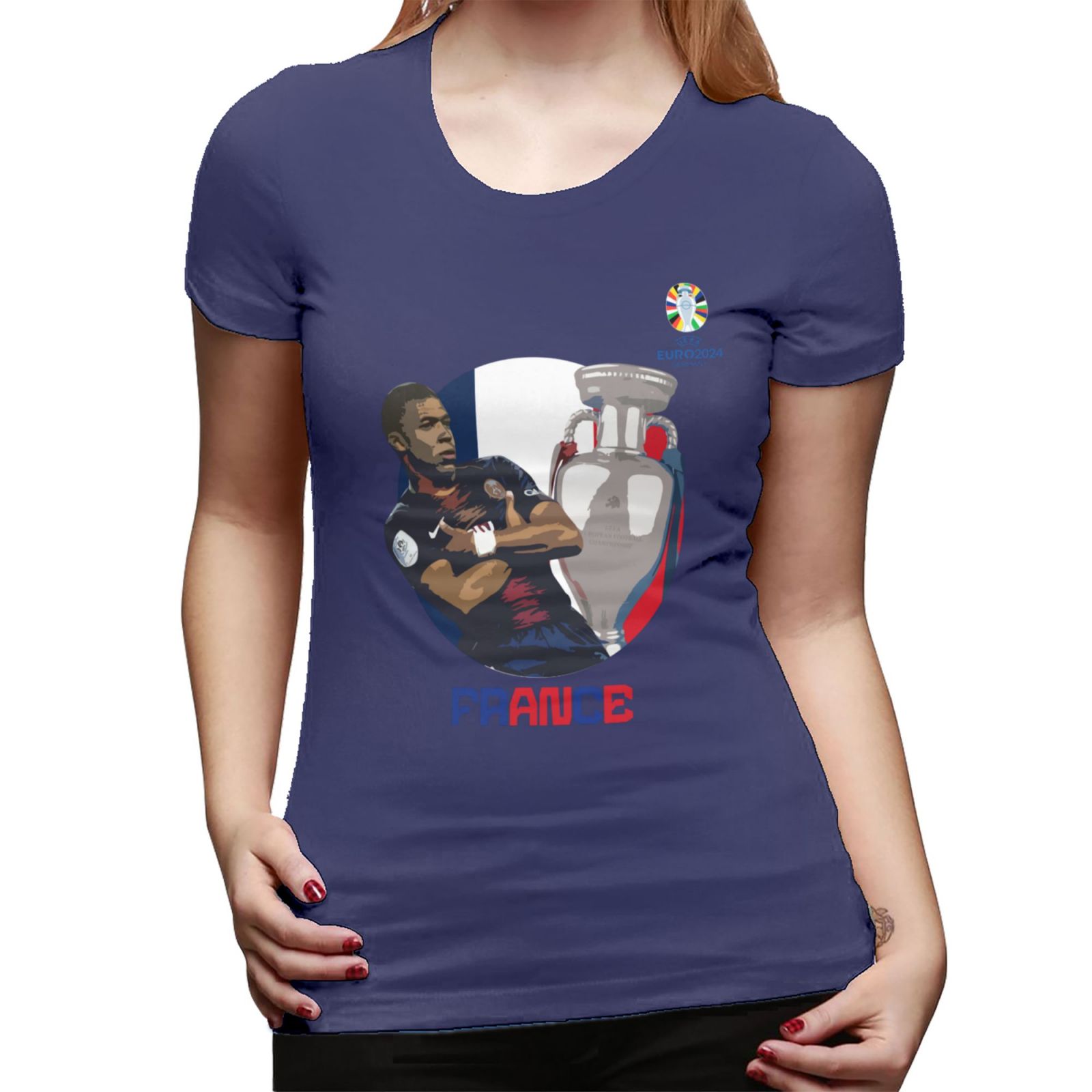 Women's France EURO 2024 Basic Short Sleeve T-Shirt WBT1730 - Soccerfana
