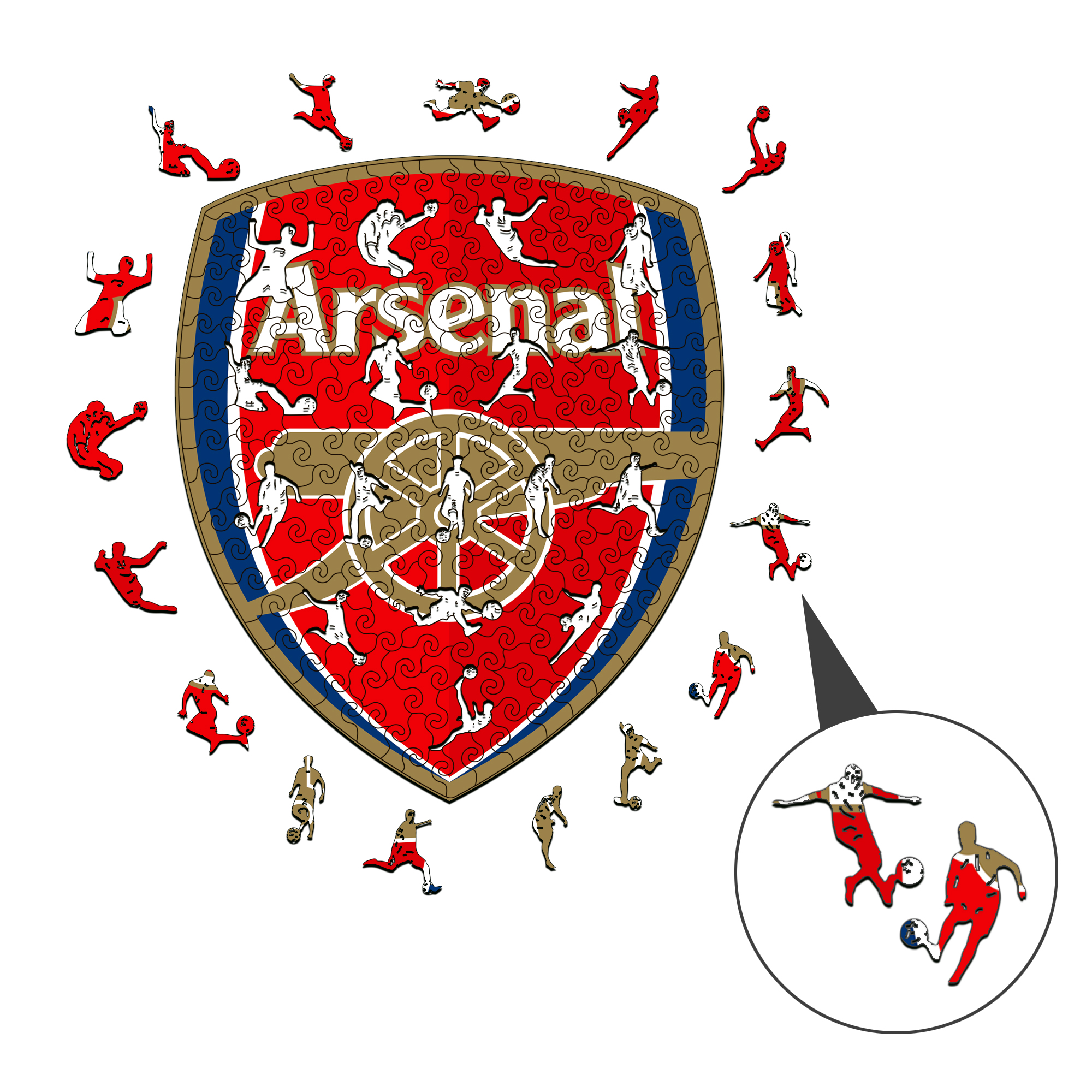 Arsenal Logo Wooden Jigsaw Puzzle - Soccerfana