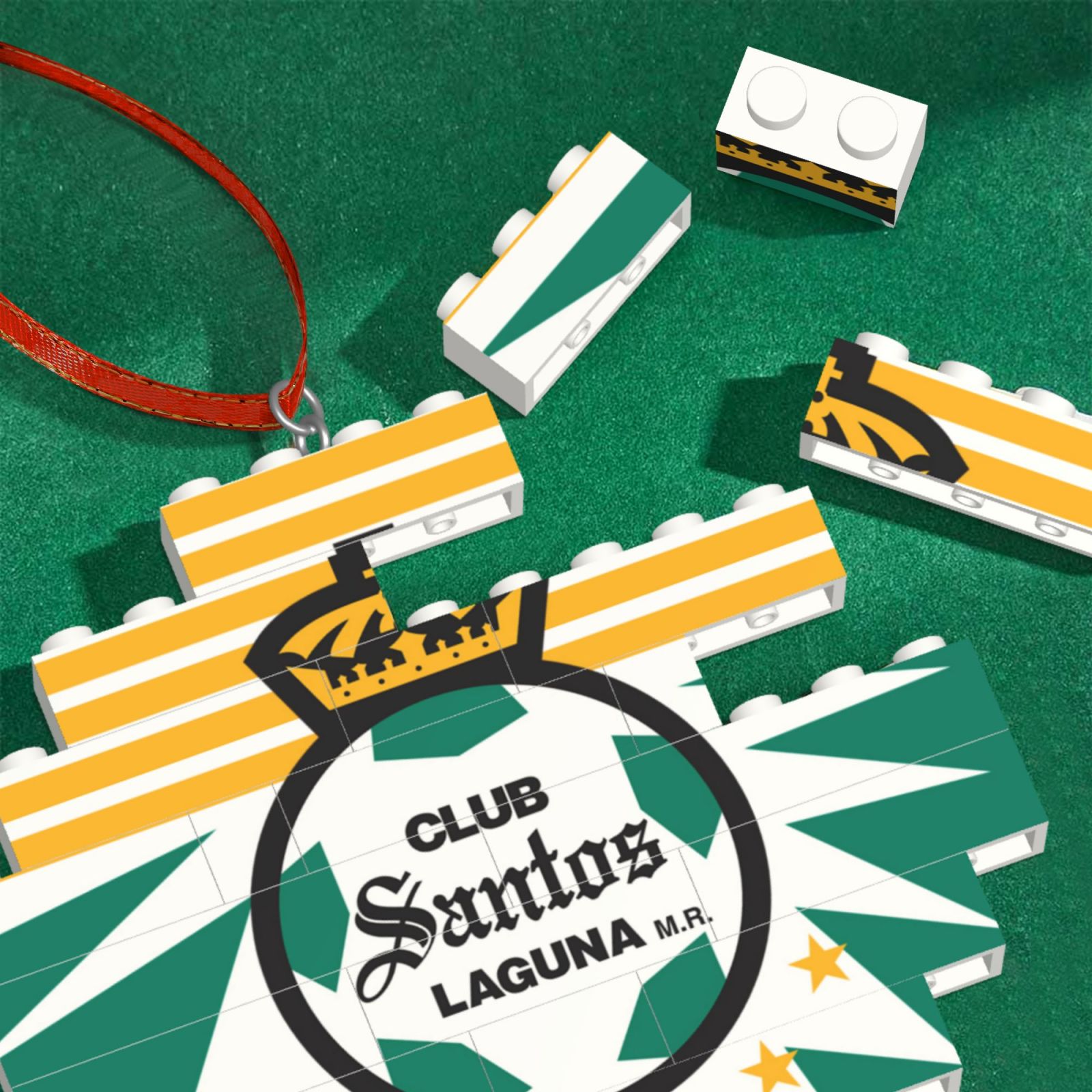 Santos Laguna Building Block Puzzle Ornament BBP2196 - Soccerfana