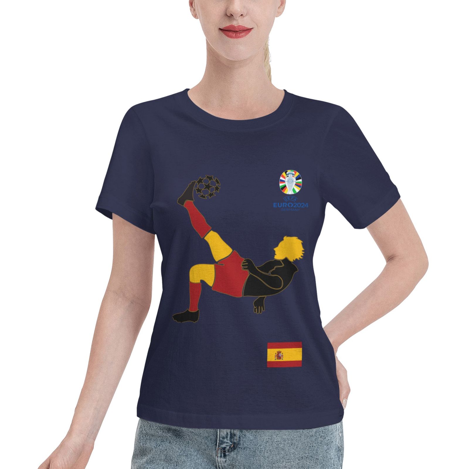 Women's Spain EURO 2024 Basic Short Sleeve T-Shirt WBT1725 - Soccerfana