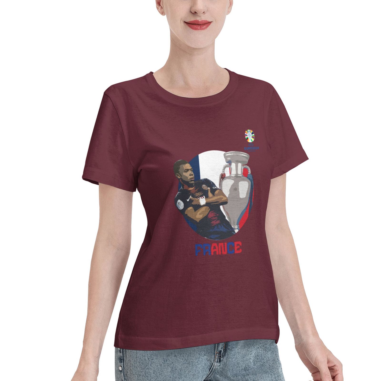 Women's France EURO 2024 Basic Short Sleeve T-Shirt WBT1730 - Soccerfana