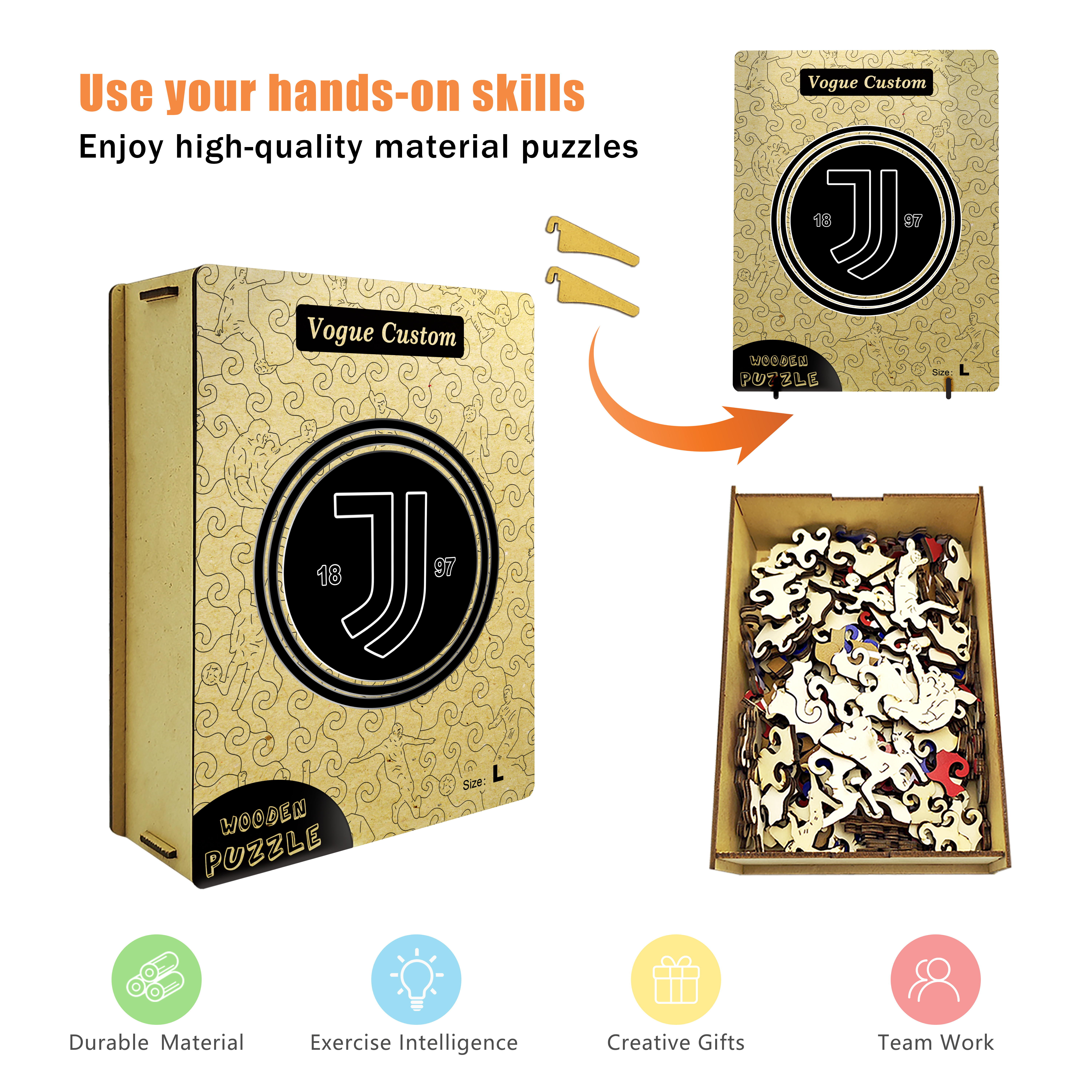 Juventus Logo Wooden Jigsaw Puzzle - Soccerfana