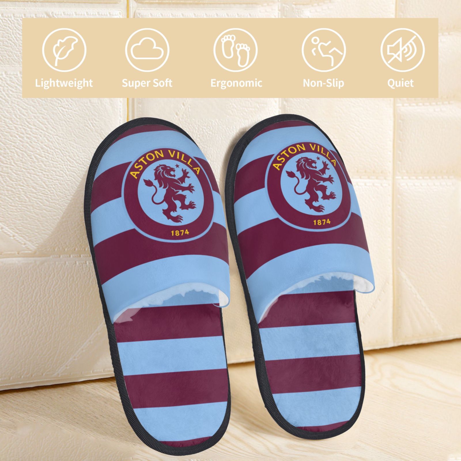 Aston Villa Cotton Slippers FSP2207 - Soccerfana