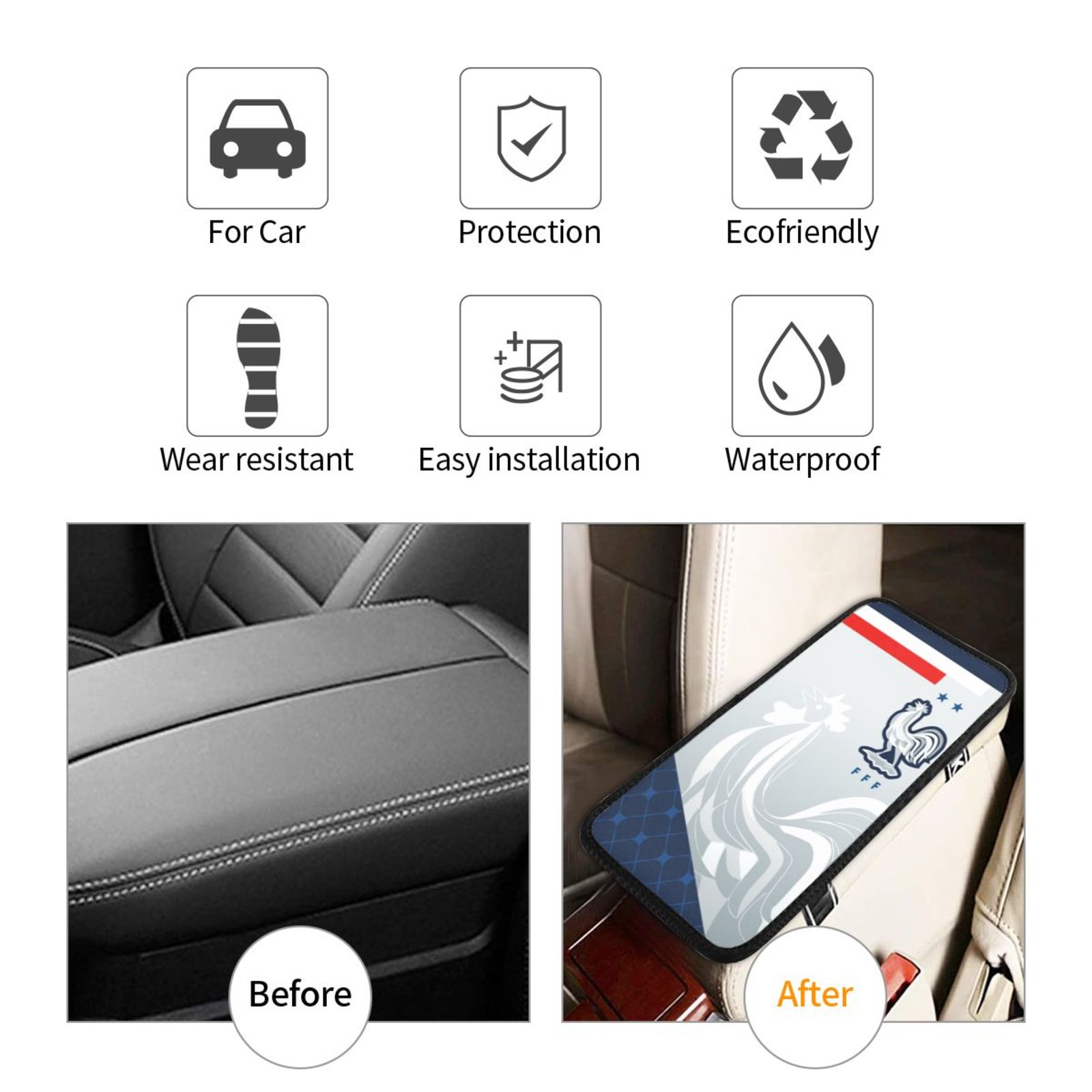 France Car Handrail Box Cushion CHC2617 - Soccerfana