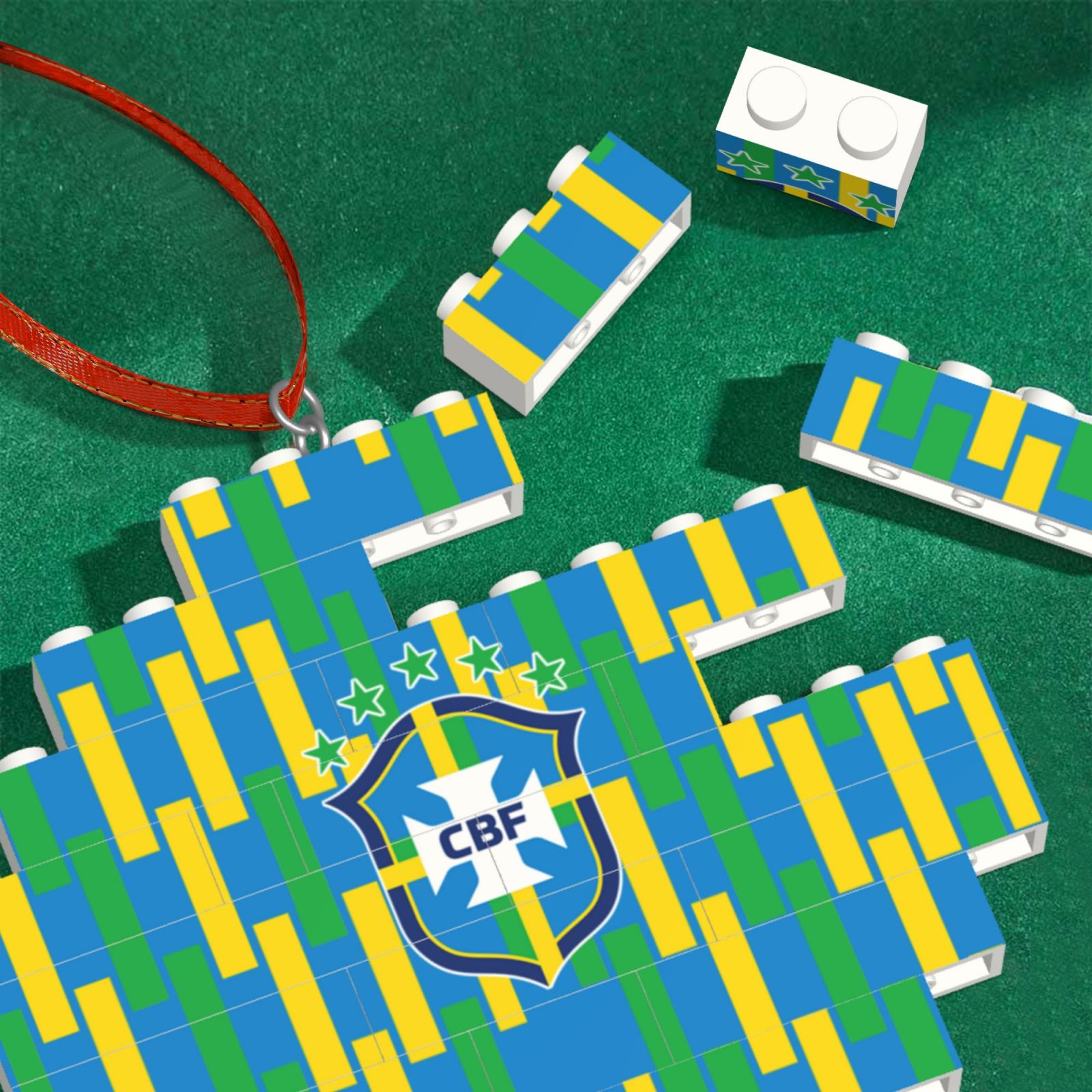 Brazil Building Block Puzzle Ornament BBP1993 - Soccerfana