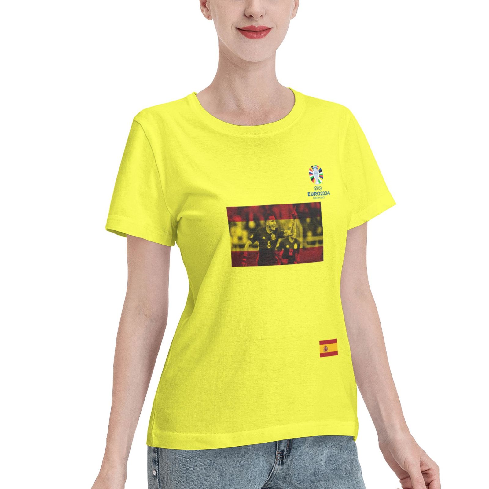 Women's Spain EURO 2024 Basic Short Sleeve T-Shirt WBT1740 - Soccerfana