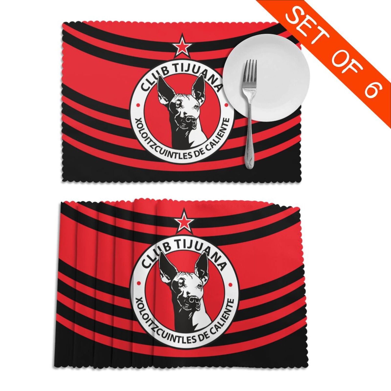 Xolos Tijuana Placemat Set Of 6 PFD2079 - Soccerfana
