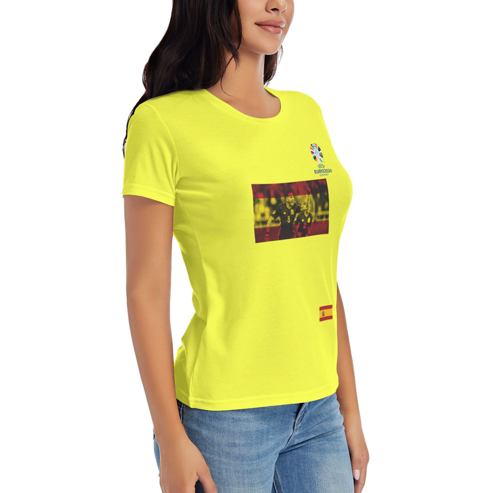 Women's Spain EURO 2024 Basic Short Sleeve T-Shirt WBT1740 - Soccerfana