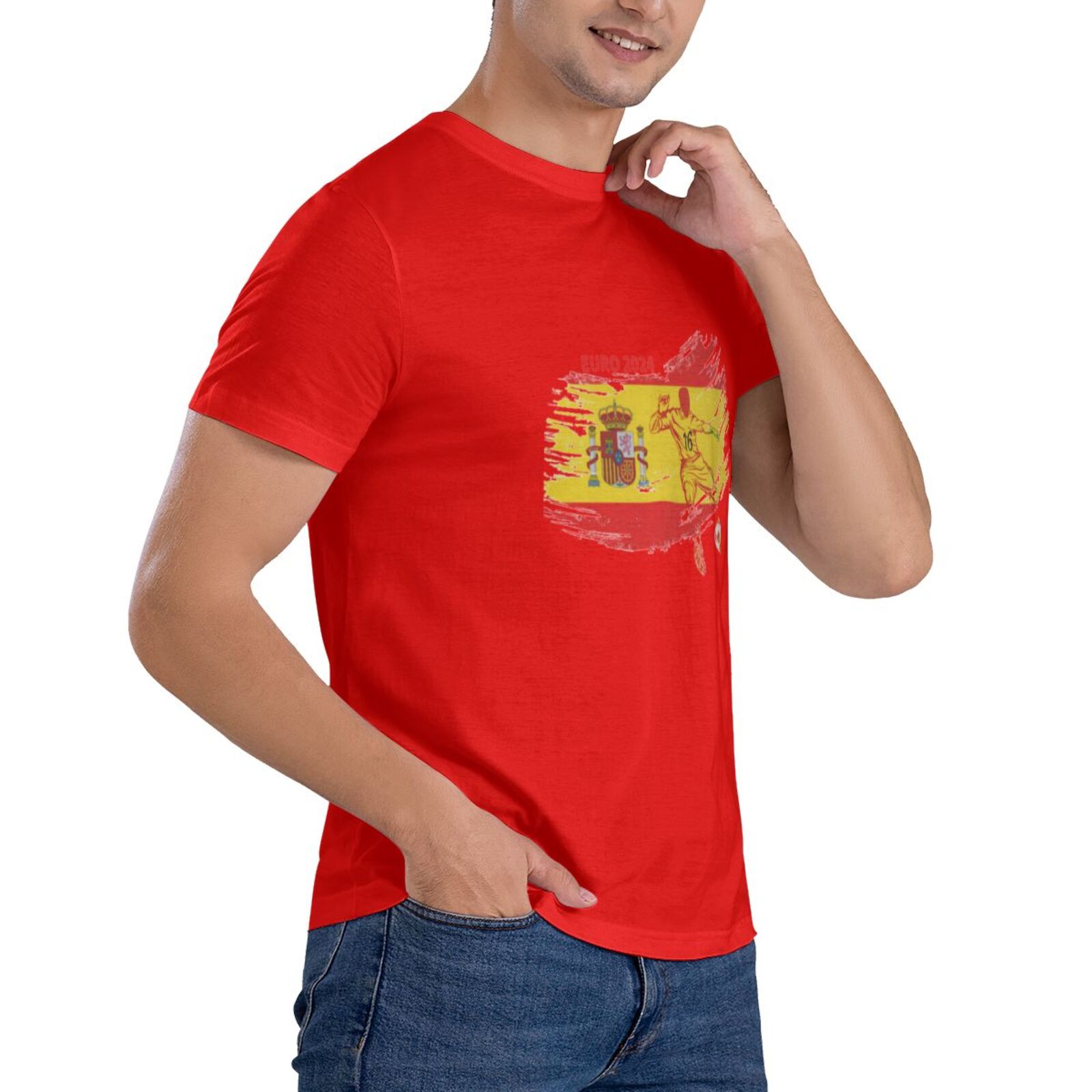 Men's Spain EURO 2024 Basic Short Sleeve T-Shirt BST1752 - Soccerfana