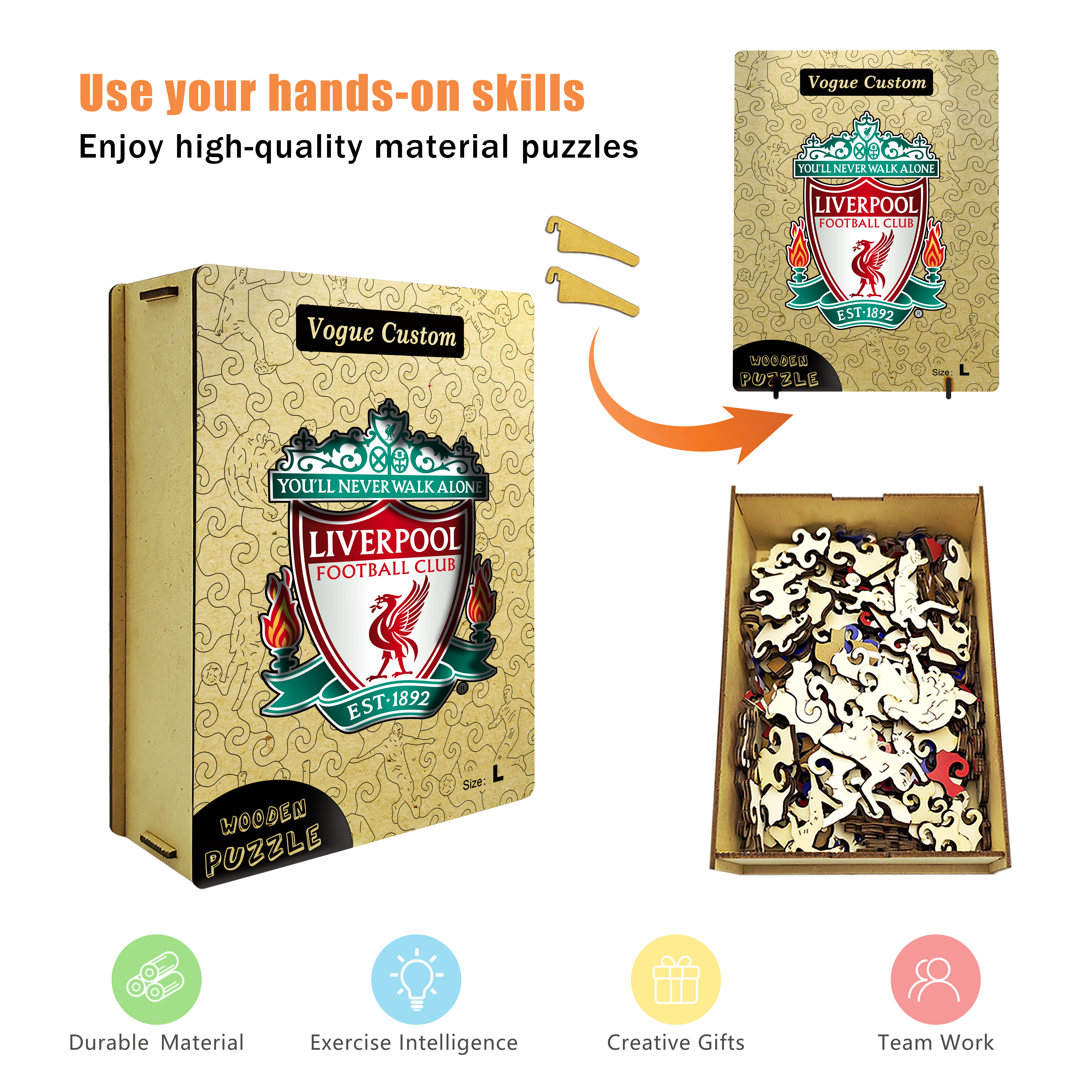 Liverpool Logo Wooden Jigsaw Puzzle - Soccerfana