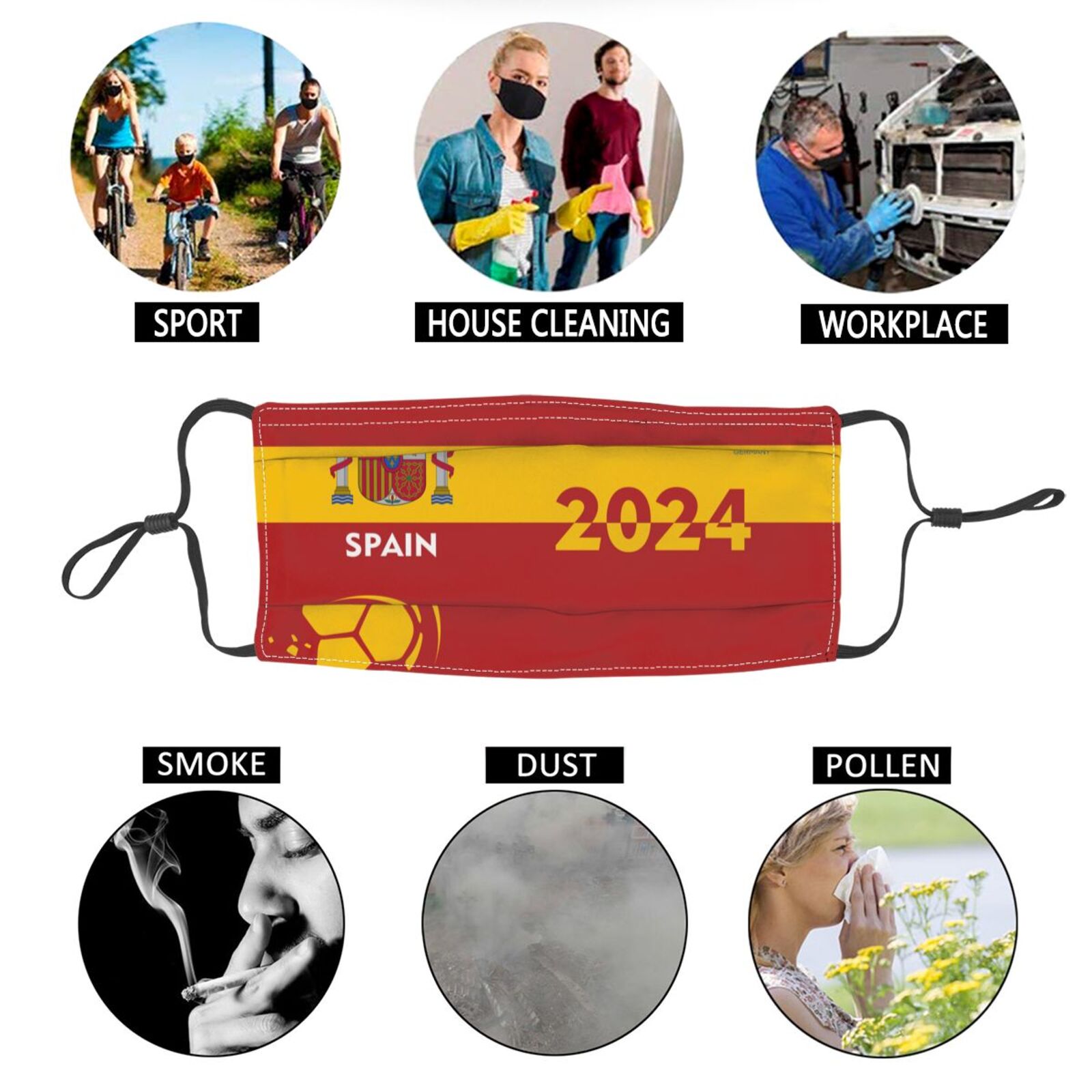Spain EURO 2024 Adult Dust Mask DMK1694 - Soccerfana
