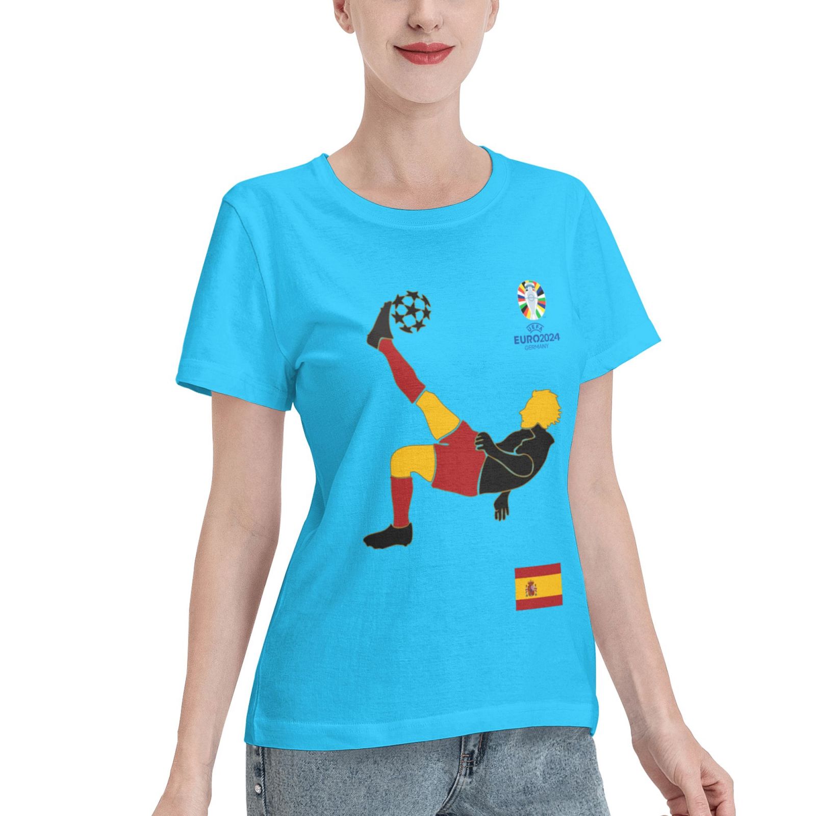 Women's Spain EURO 2024 Basic Short Sleeve T-Shirt WBT1725 - Soccerfana