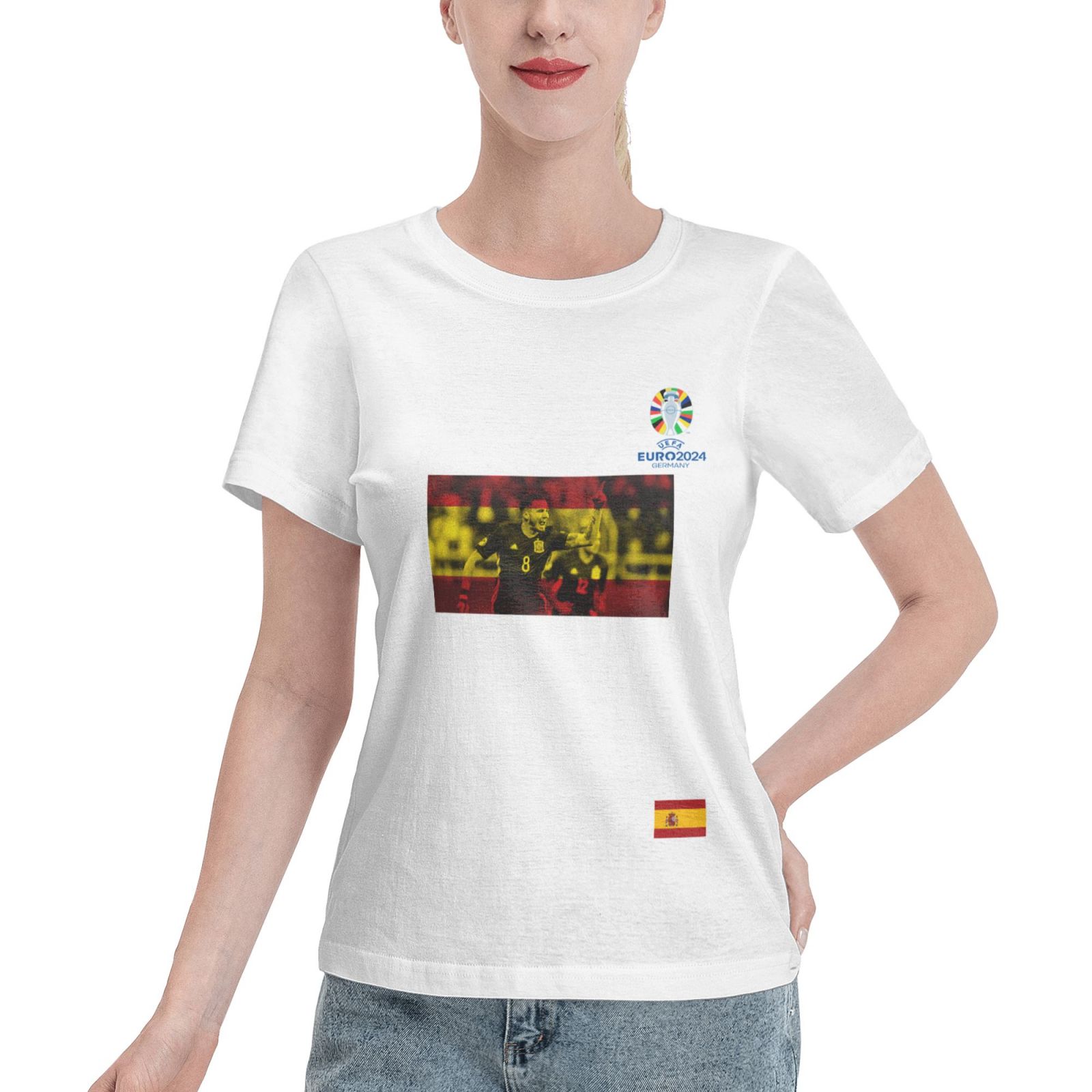 Women's Spain EURO 2024 Basic Short Sleeve T-Shirt WBT1740 - Soccerfana