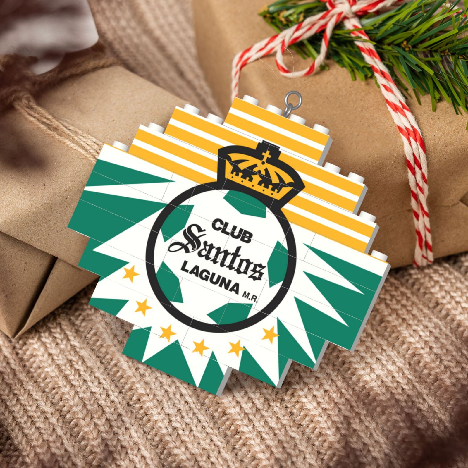 Santos Laguna Building Block Puzzle Ornament BBP2196 - Soccerfana