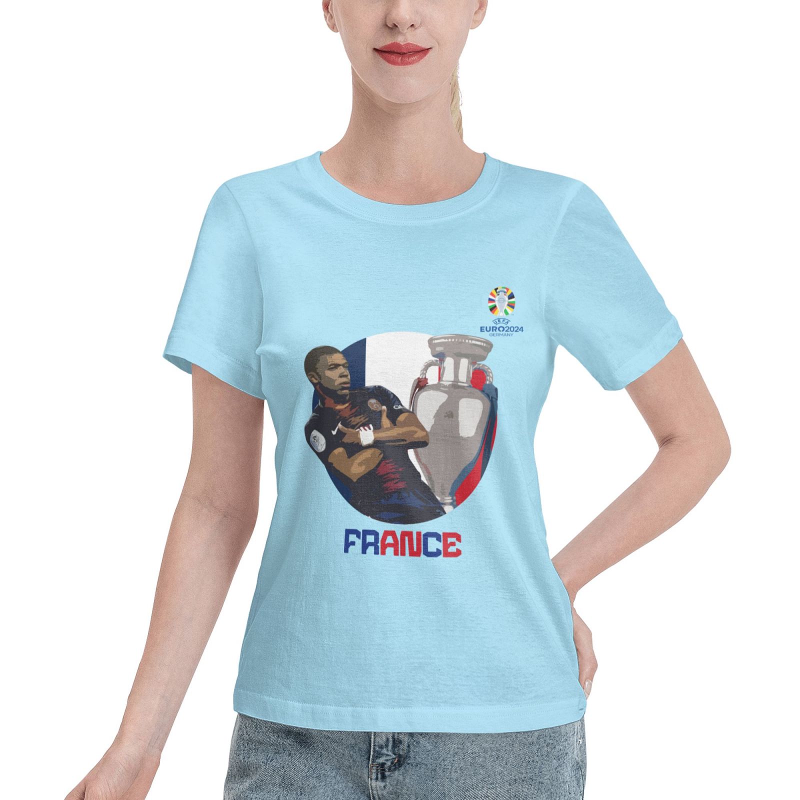 Women's France EURO 2024 Basic Short Sleeve T-Shirt WBT1730 - Soccerfana