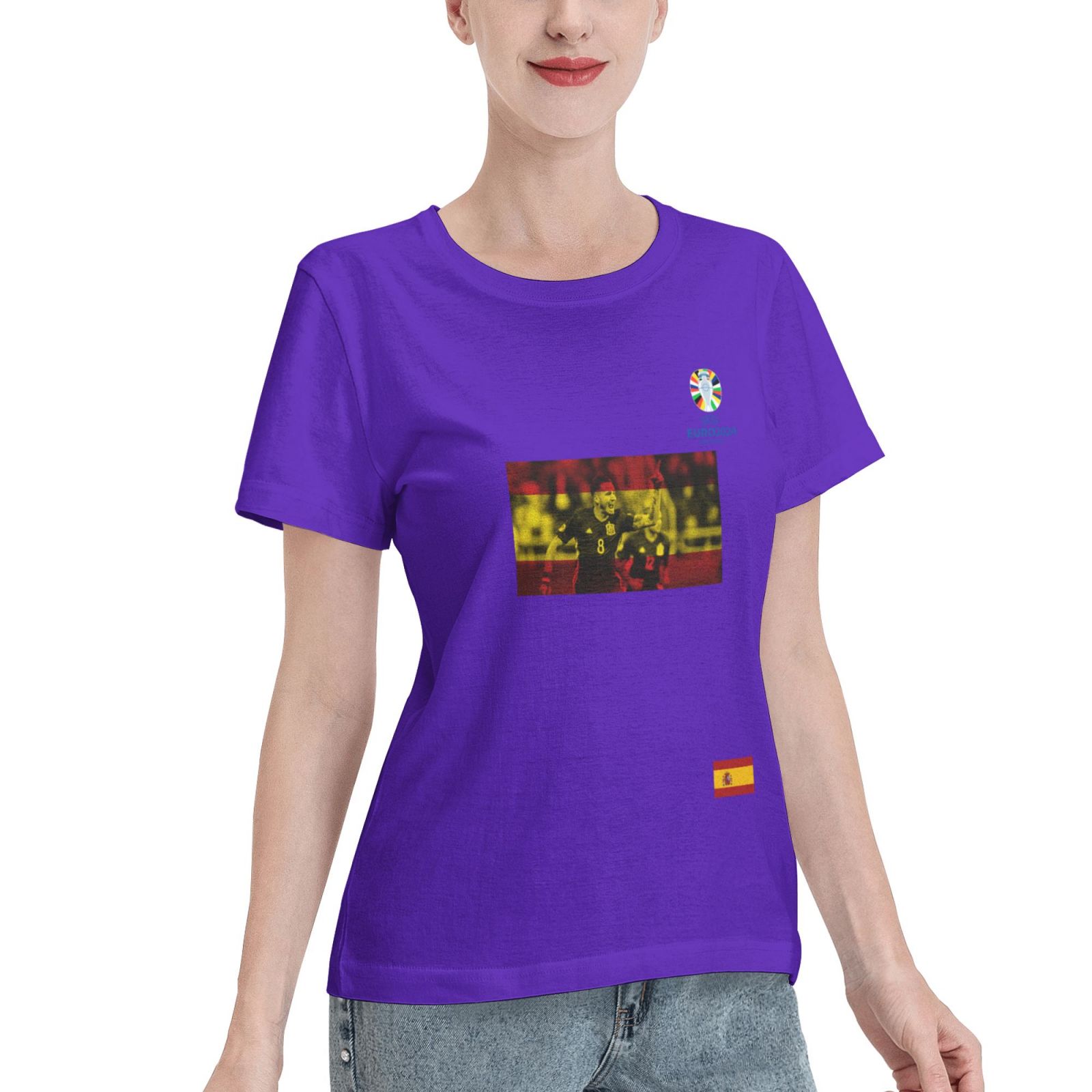 Women's Spain EURO 2024 Basic Short Sleeve T-Shirt WBT1740 - Soccerfana