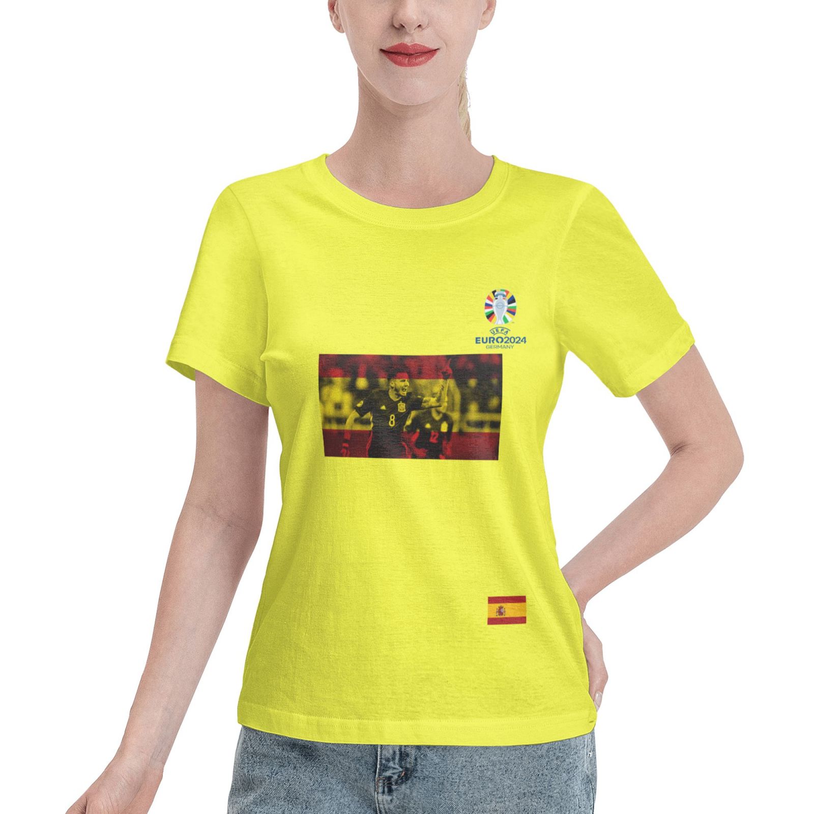 Women's Spain EURO 2024 Basic Short Sleeve T-Shirt WBT1740 - Soccerfana