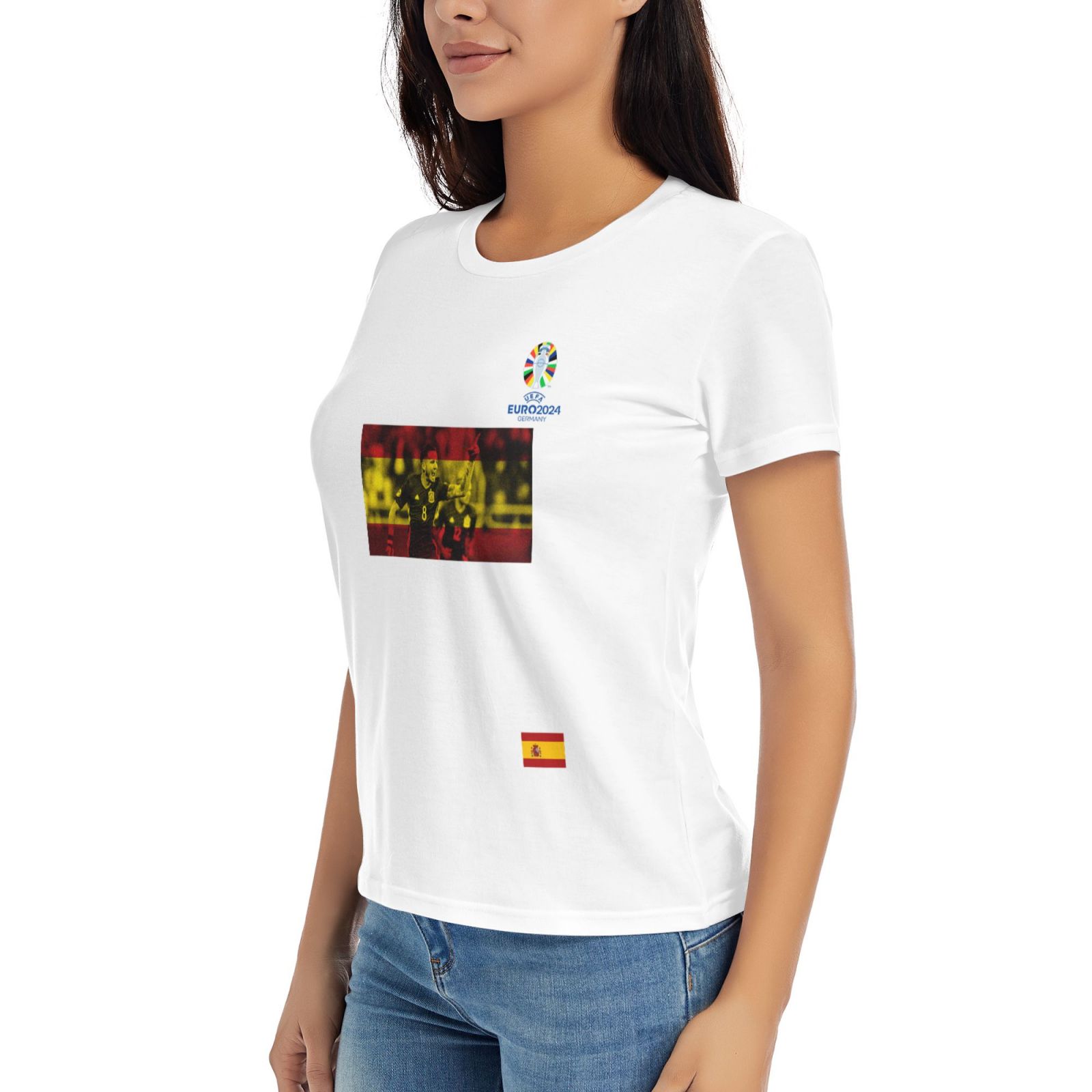 Women's Spain EURO 2024 Basic Short Sleeve T-Shirt WBT1740 - Soccerfana