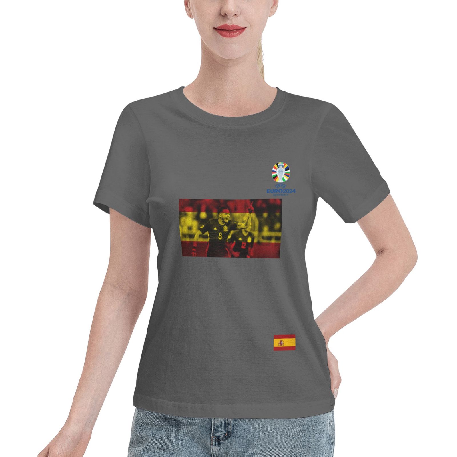 Women's Spain EURO 2024 Basic Short Sleeve T-Shirt WBT1740 - Soccerfana