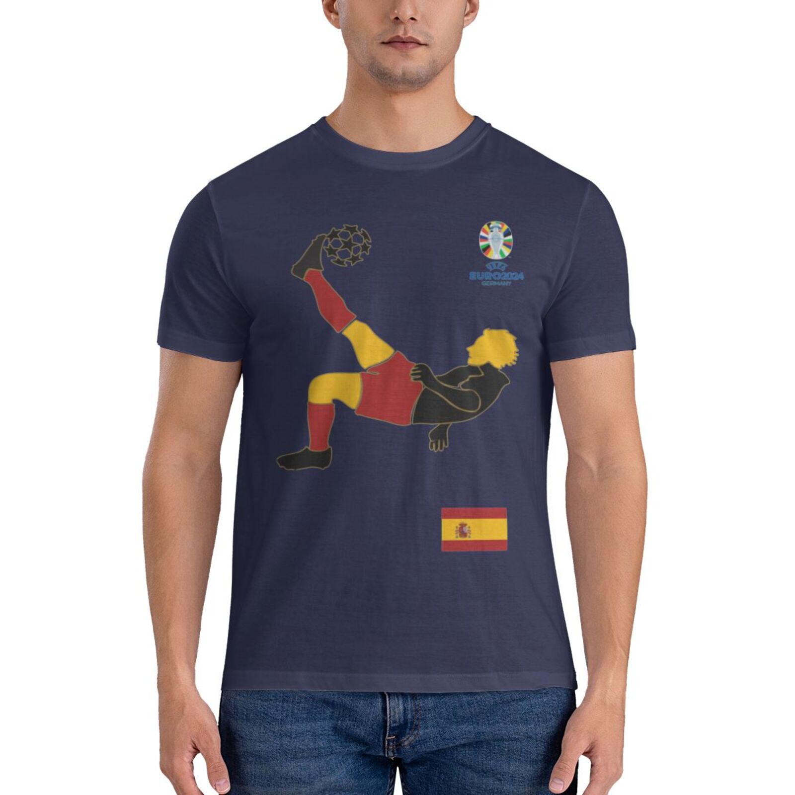 Men's Spain EURO 2024 Basic Short Sleeve T-Shirt BST1724 - Soccerfana