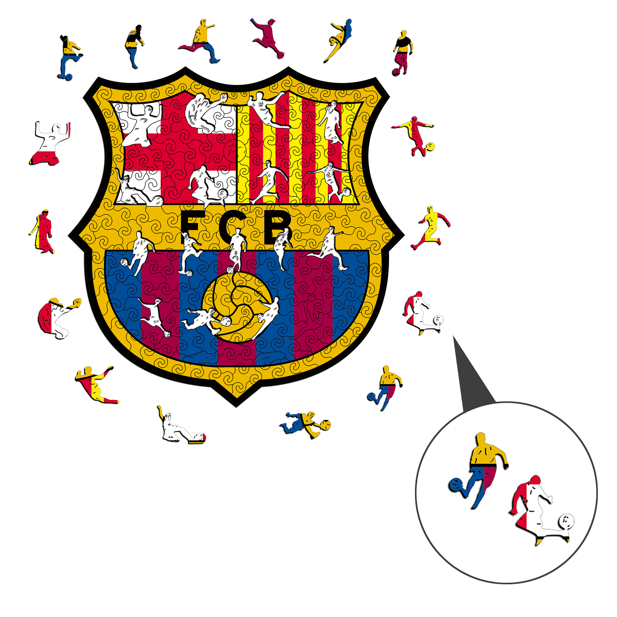 Barcelona Logo Wooden Jigsaw Puzzle - Soccerfana