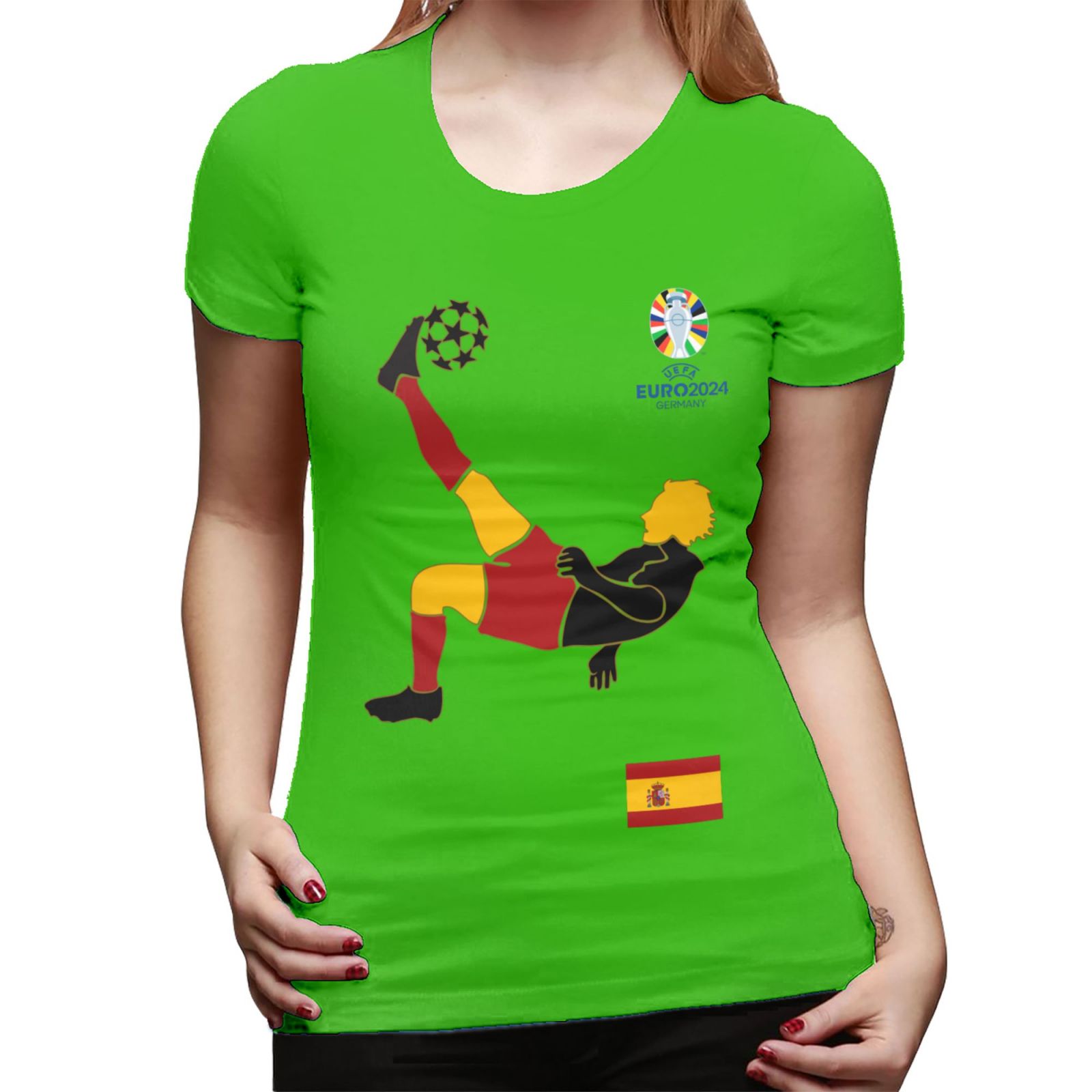 Women's Spain EURO 2024 Basic Short Sleeve T-Shirt WBT1725 - Soccerfana