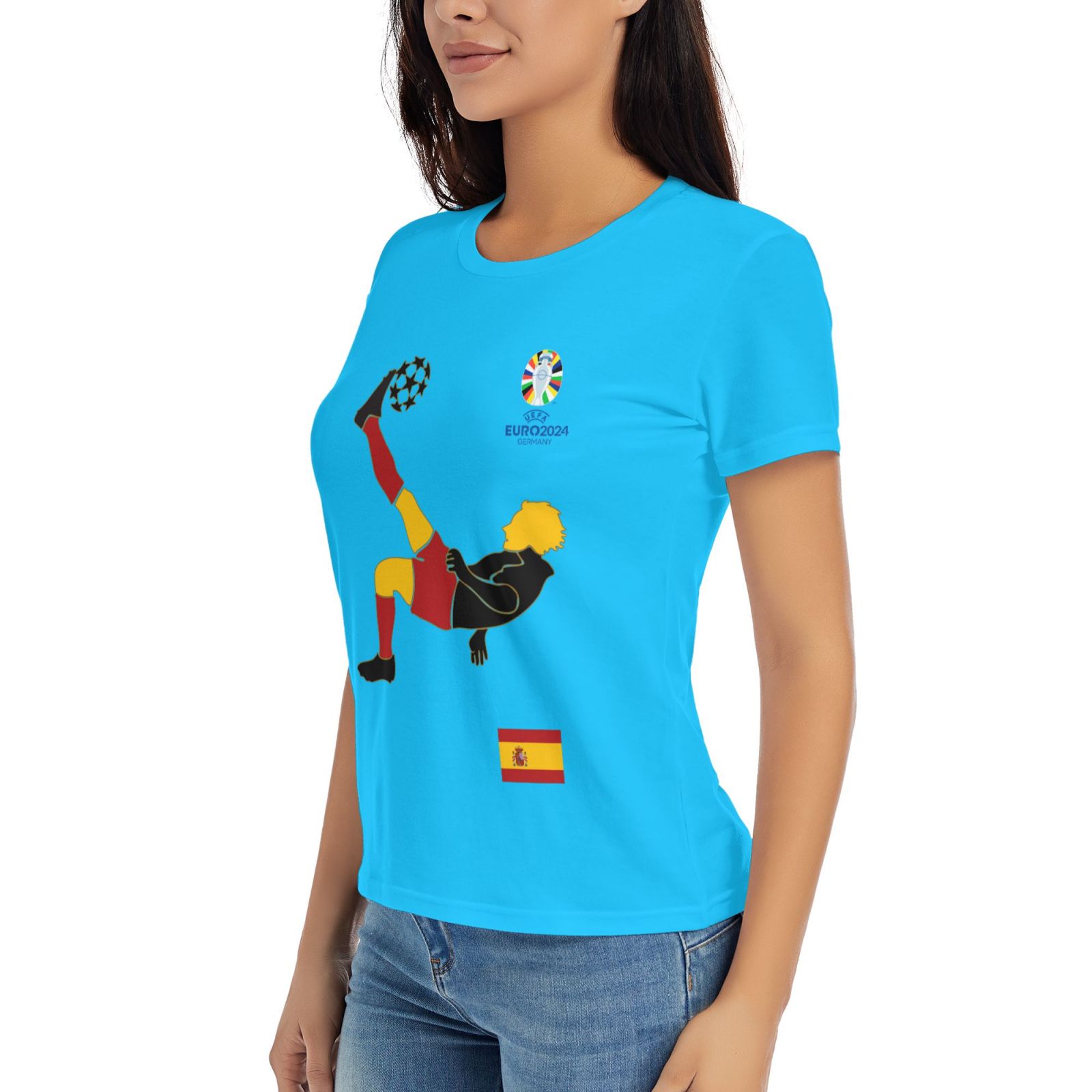 Women's Spain EURO 2024 Basic Short Sleeve T-Shirt WBT1725 - Soccerfana