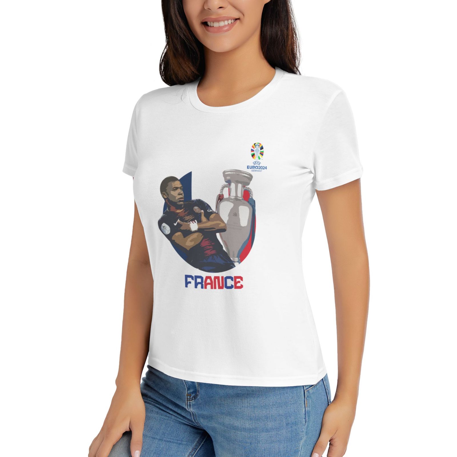 Women's France EURO 2024 Basic Short Sleeve T-Shirt WBT1730 - Soccerfana