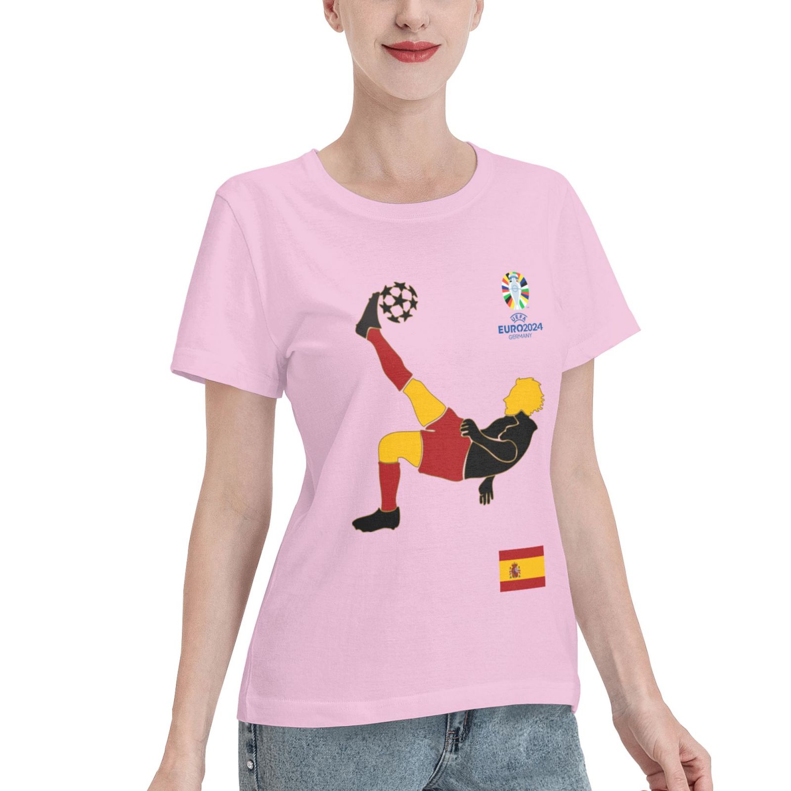 Women's Spain EURO 2024 Basic Short Sleeve T-Shirt WBT1725 - Soccerfana