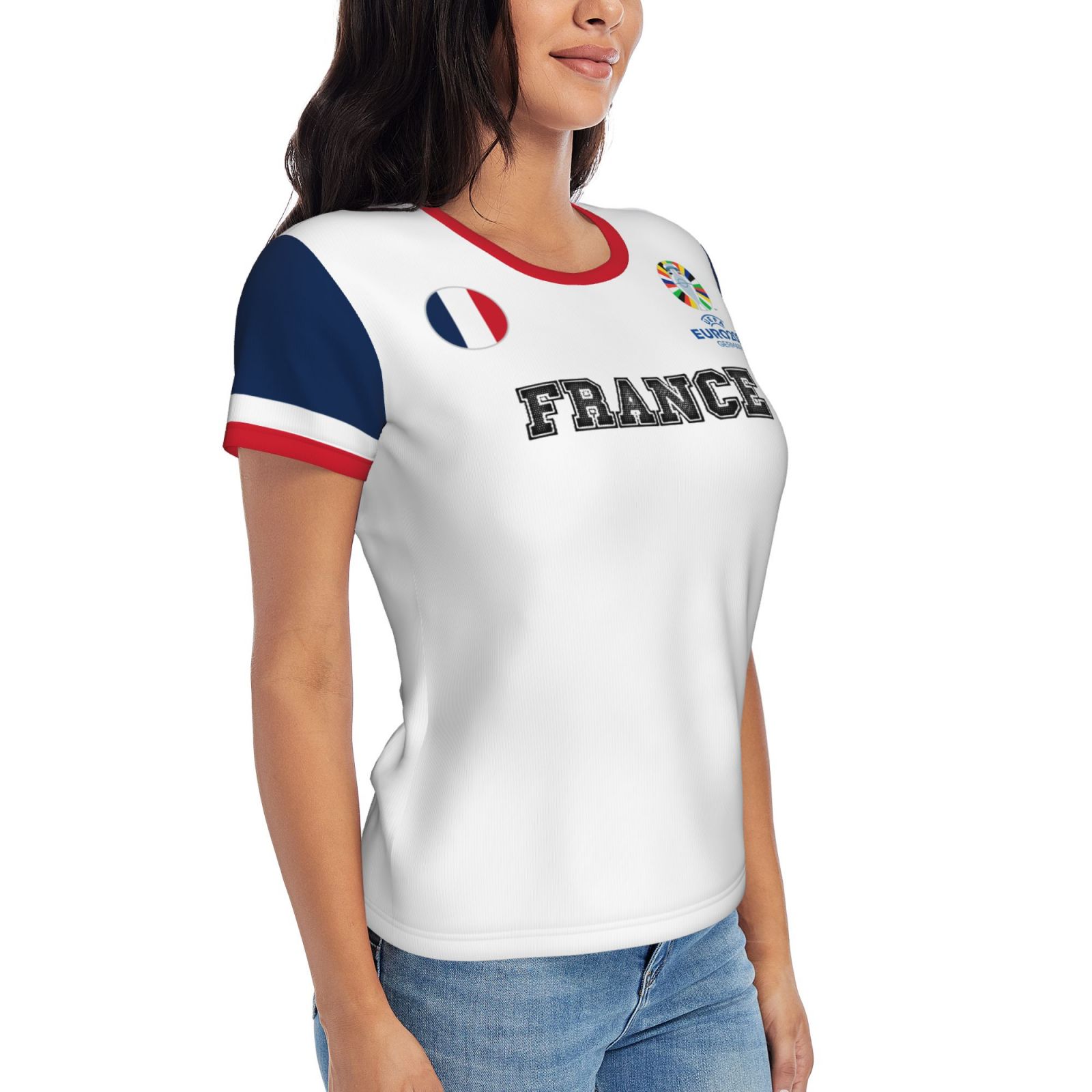 Women's France EURO 2024 Short Sleeve T-Shirt WST1684 - Soccerfana