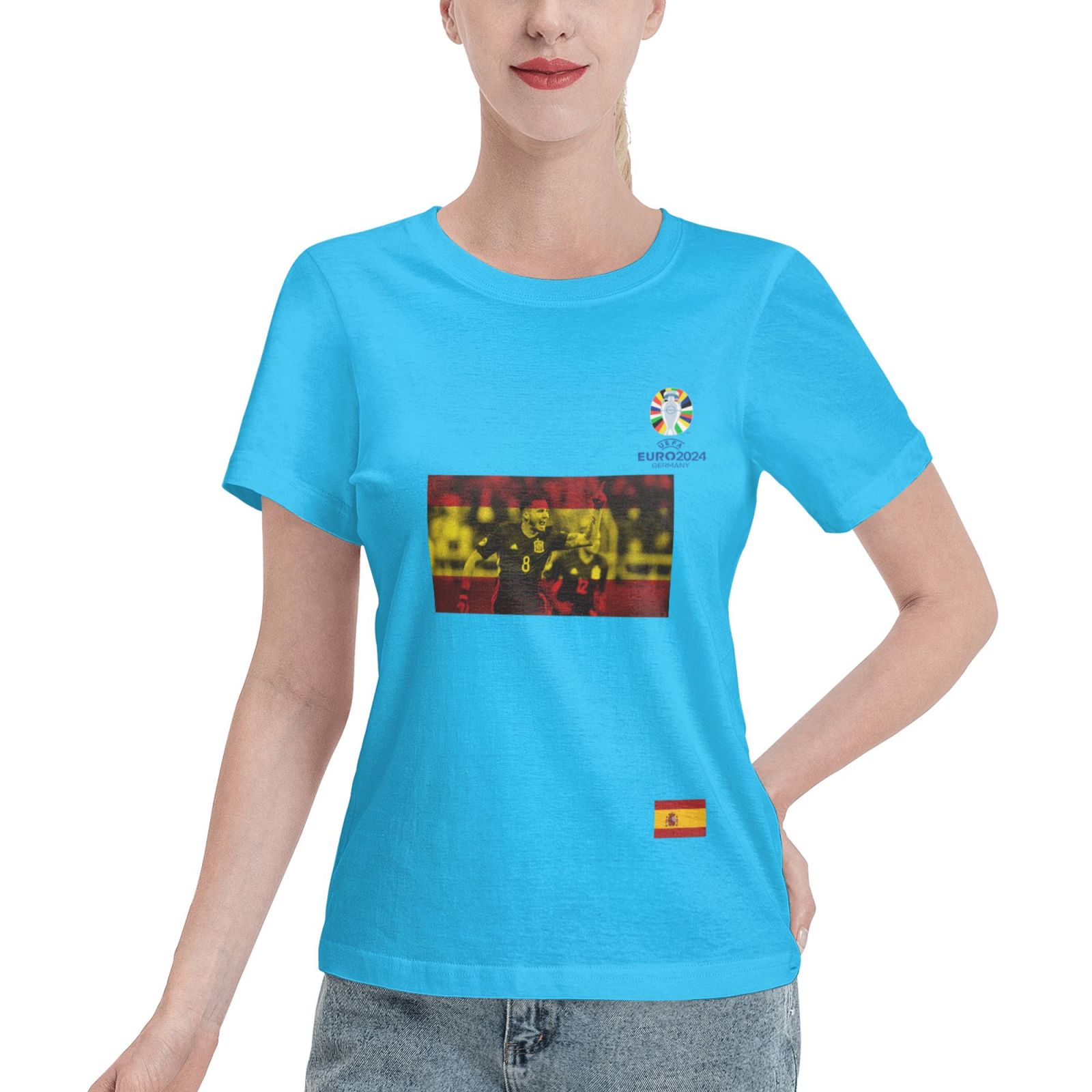 Women's Spain EURO 2024 Basic Short Sleeve T-Shirt WBT1740 - Soccerfana