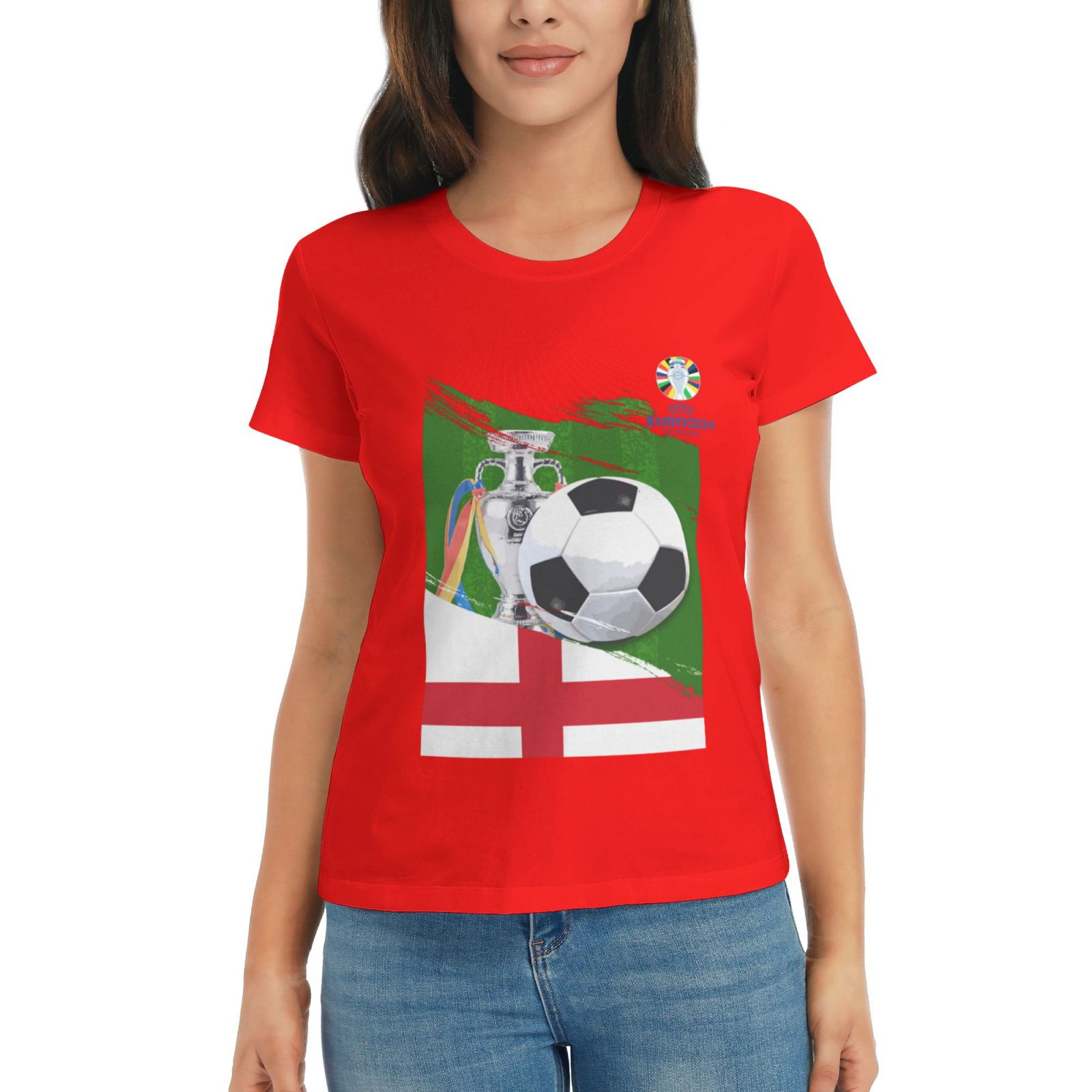 Women's England EURO 2024 Basic Short Sleeve T-Shirt WBT1682 - Soccerfana