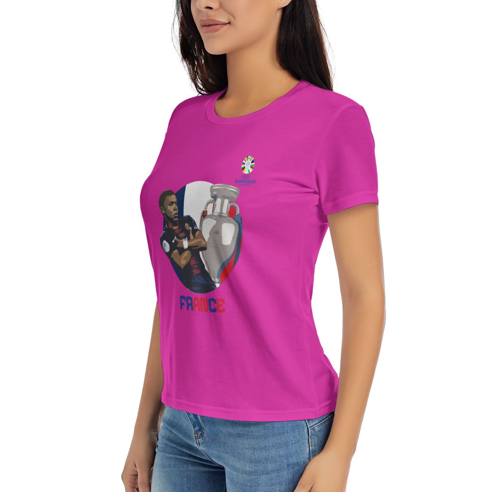 Women's France EURO 2024 Basic Short Sleeve T-Shirt WBT1730 - Soccerfana