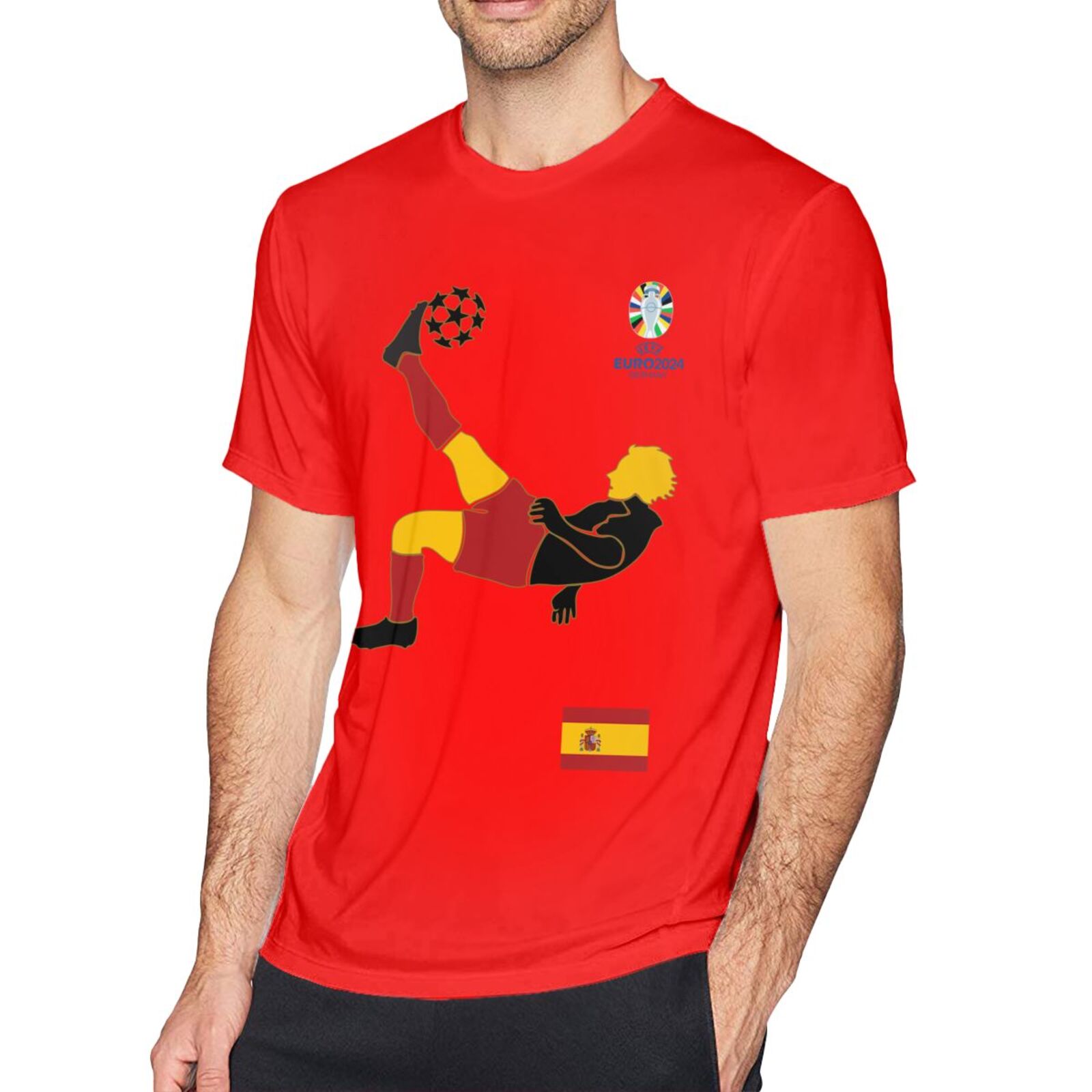 Men's Spain EURO 2024 Basic Short Sleeve T-Shirt BST1724 - Soccerfana