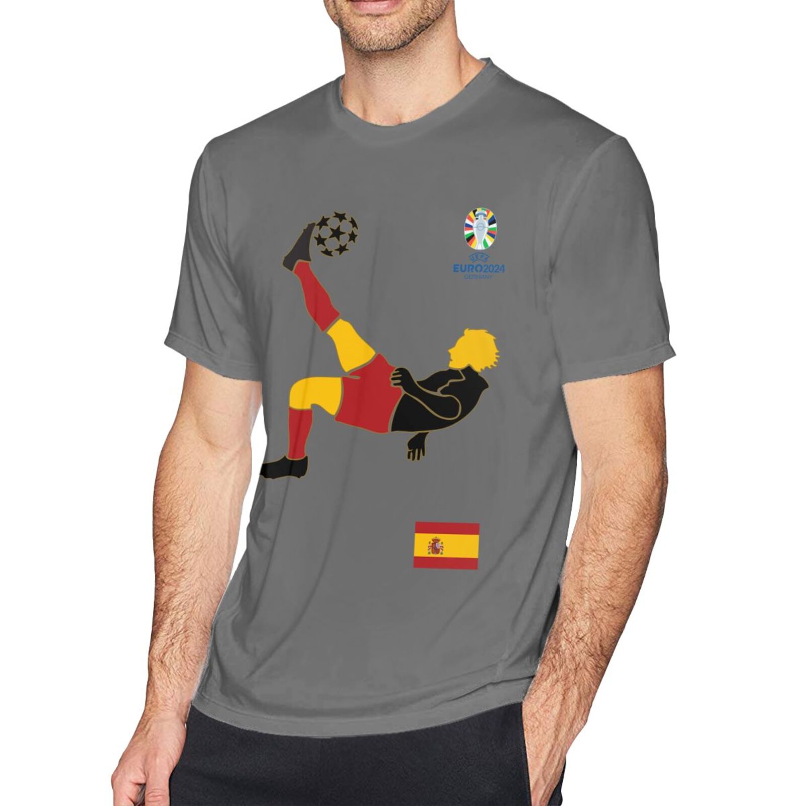 Men's Spain EURO 2024 Basic Short Sleeve T-Shirt BST1724 - Soccerfana