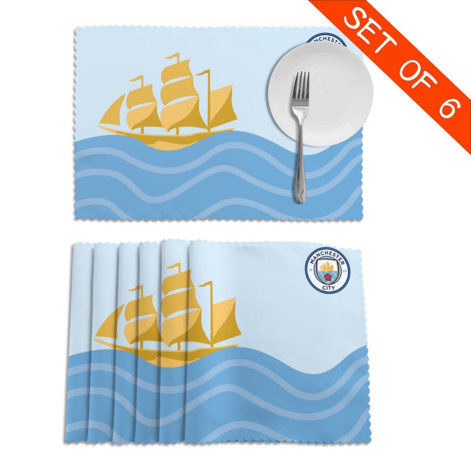 Manchester City Placemat Set Of 6 PFD2069 - Soccerfana