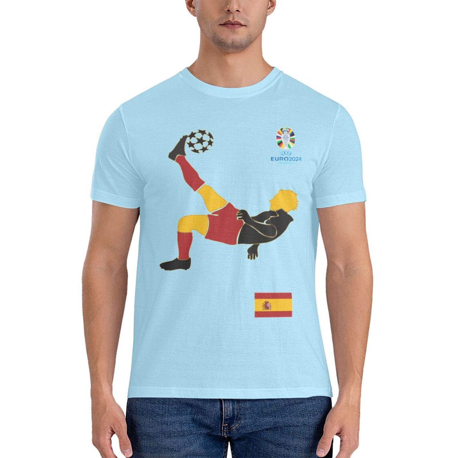 Men's Spain EURO 2024 Basic Short Sleeve T-Shirt BST1724 - Soccerfana