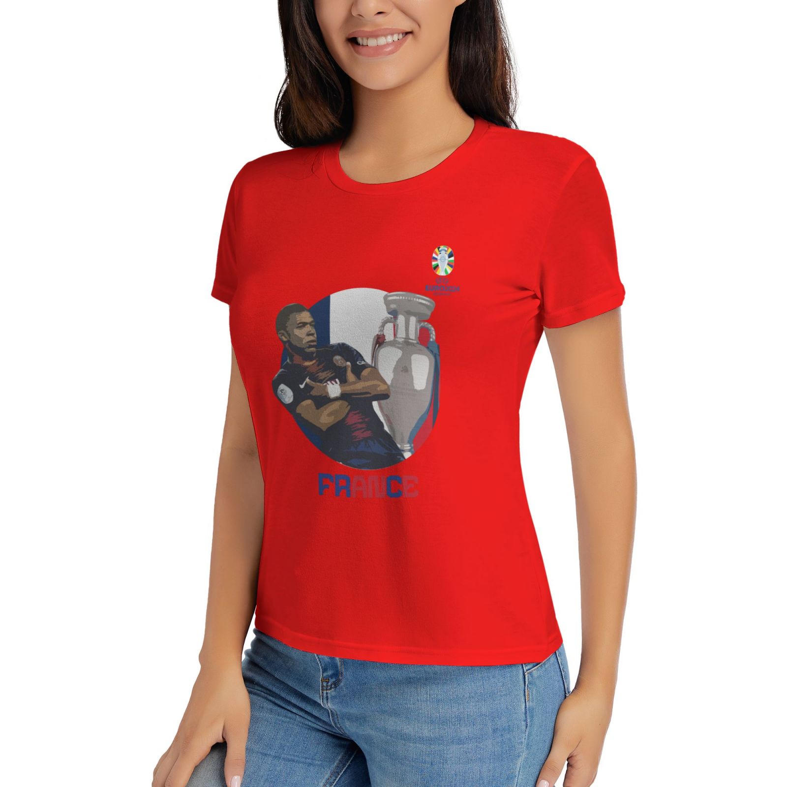 Women's France EURO 2024 Basic Short Sleeve T-Shirt WBT1730 - Soccerfana