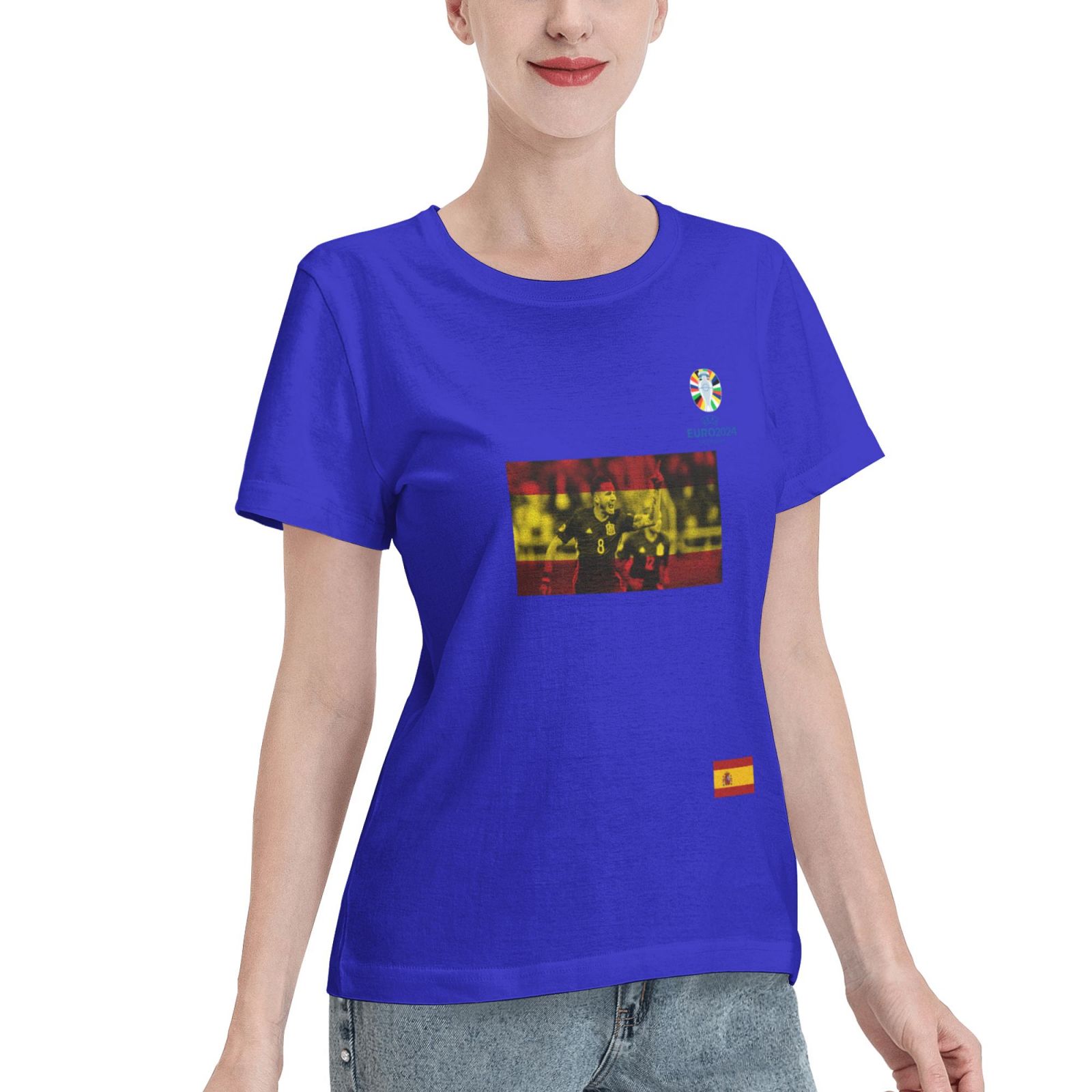 Women's Spain EURO 2024 Basic Short Sleeve T-Shirt WBT1740 - Soccerfana