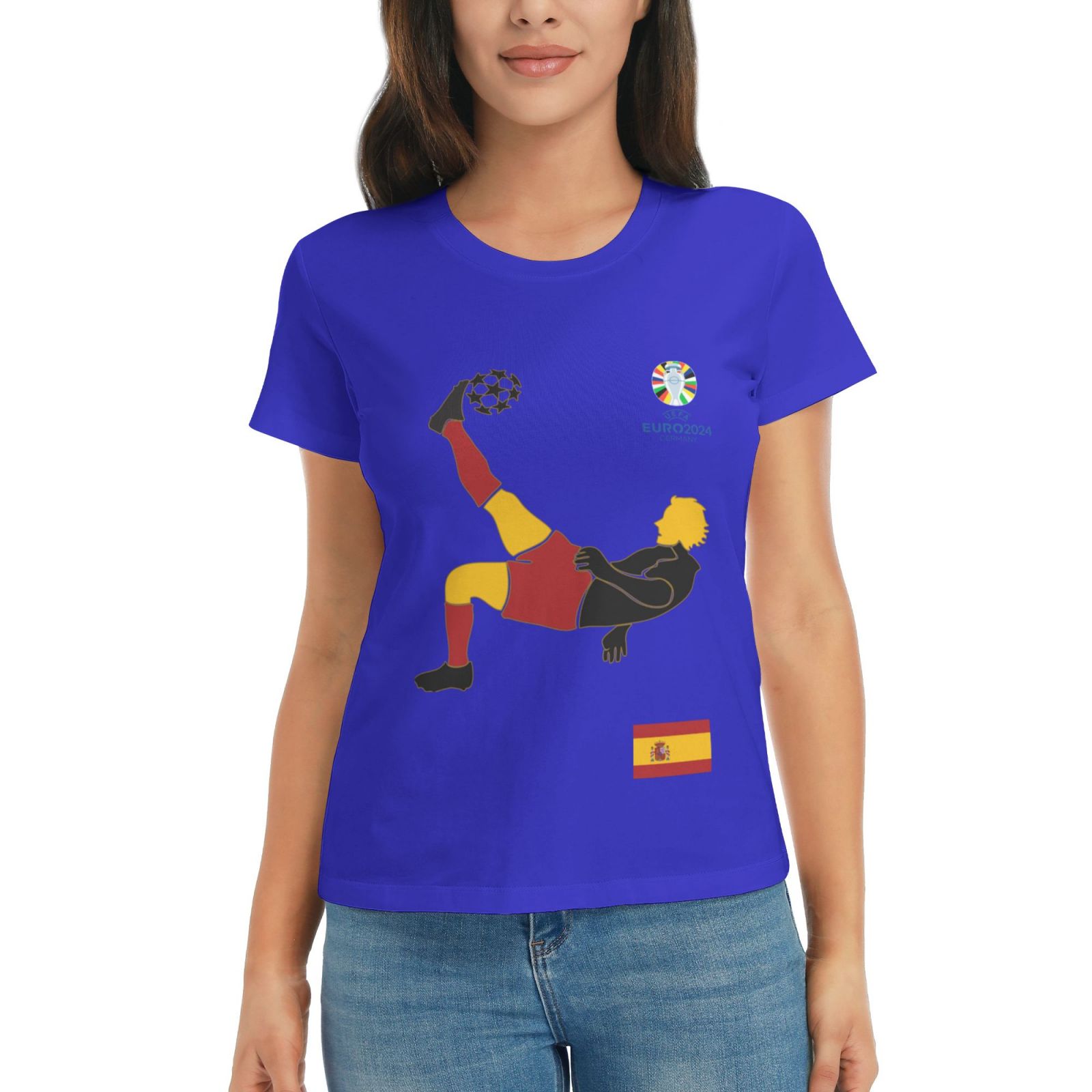 Women's Spain EURO 2024 Basic Short Sleeve T-Shirt WBT1725 - Soccerfana