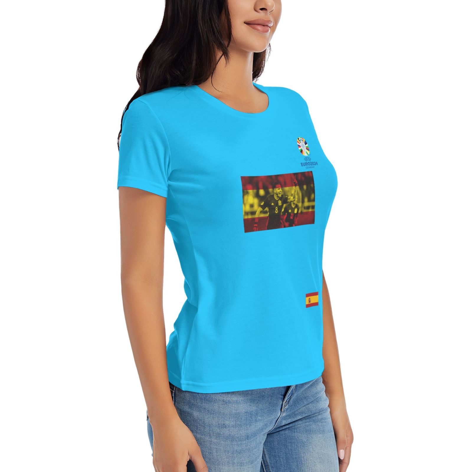 Women's Spain EURO 2024 Basic Short Sleeve T-Shirt WBT1740 - Soccerfana