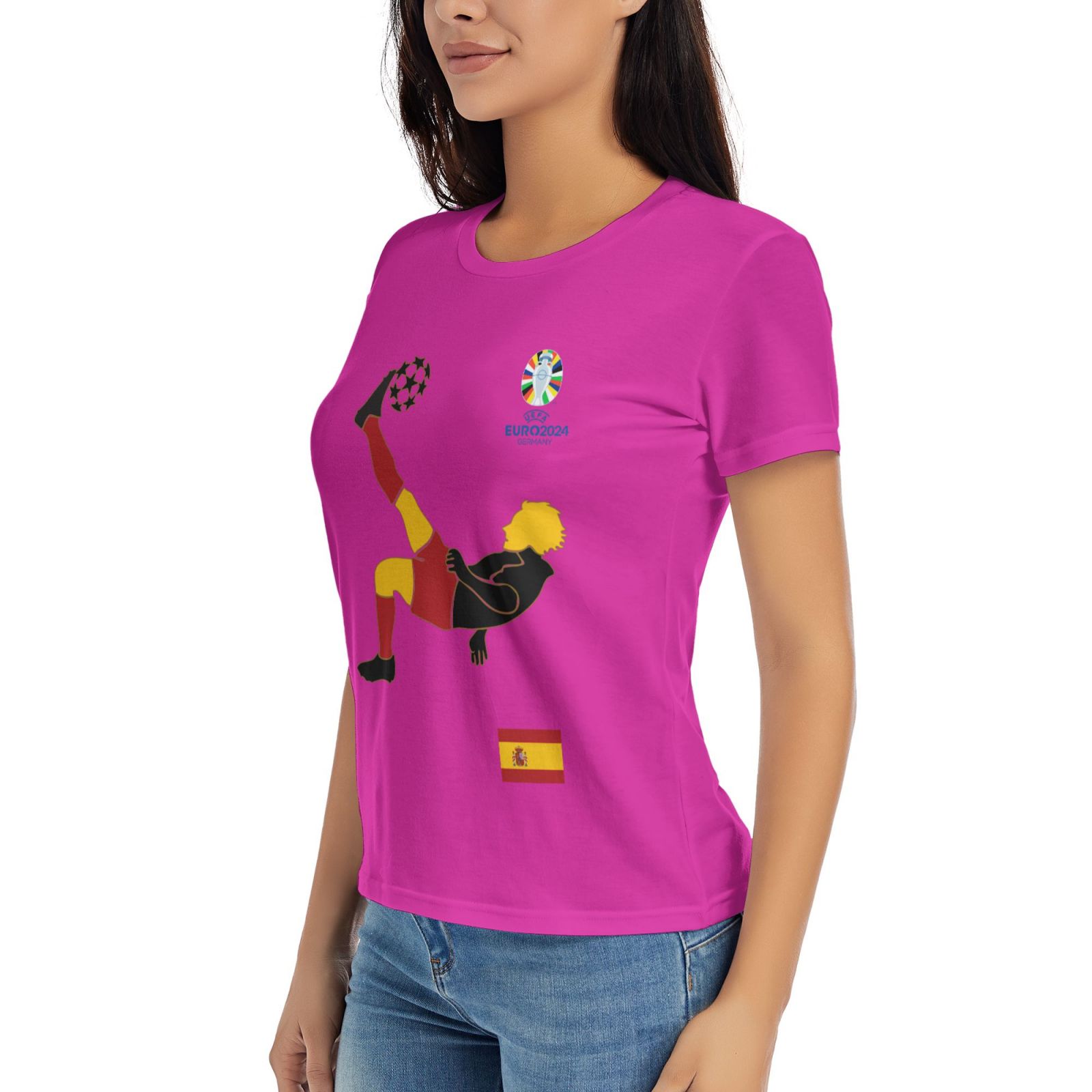 Women's Spain EURO 2024 Basic Short Sleeve T-Shirt WBT1725 - Soccerfana