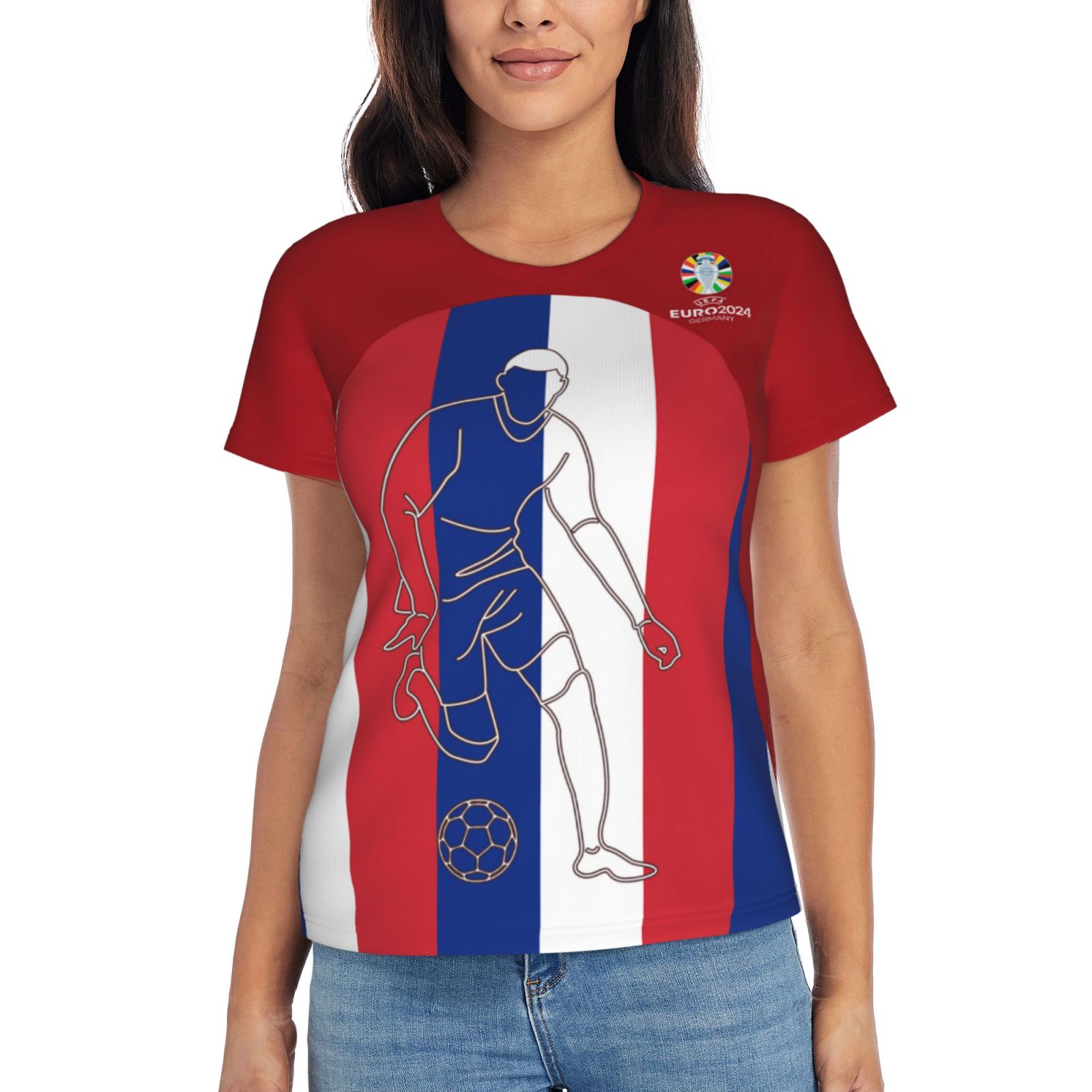 Women's France EURO 2024 Short Sleeve T-Shirt WST1733 - Soccerfana