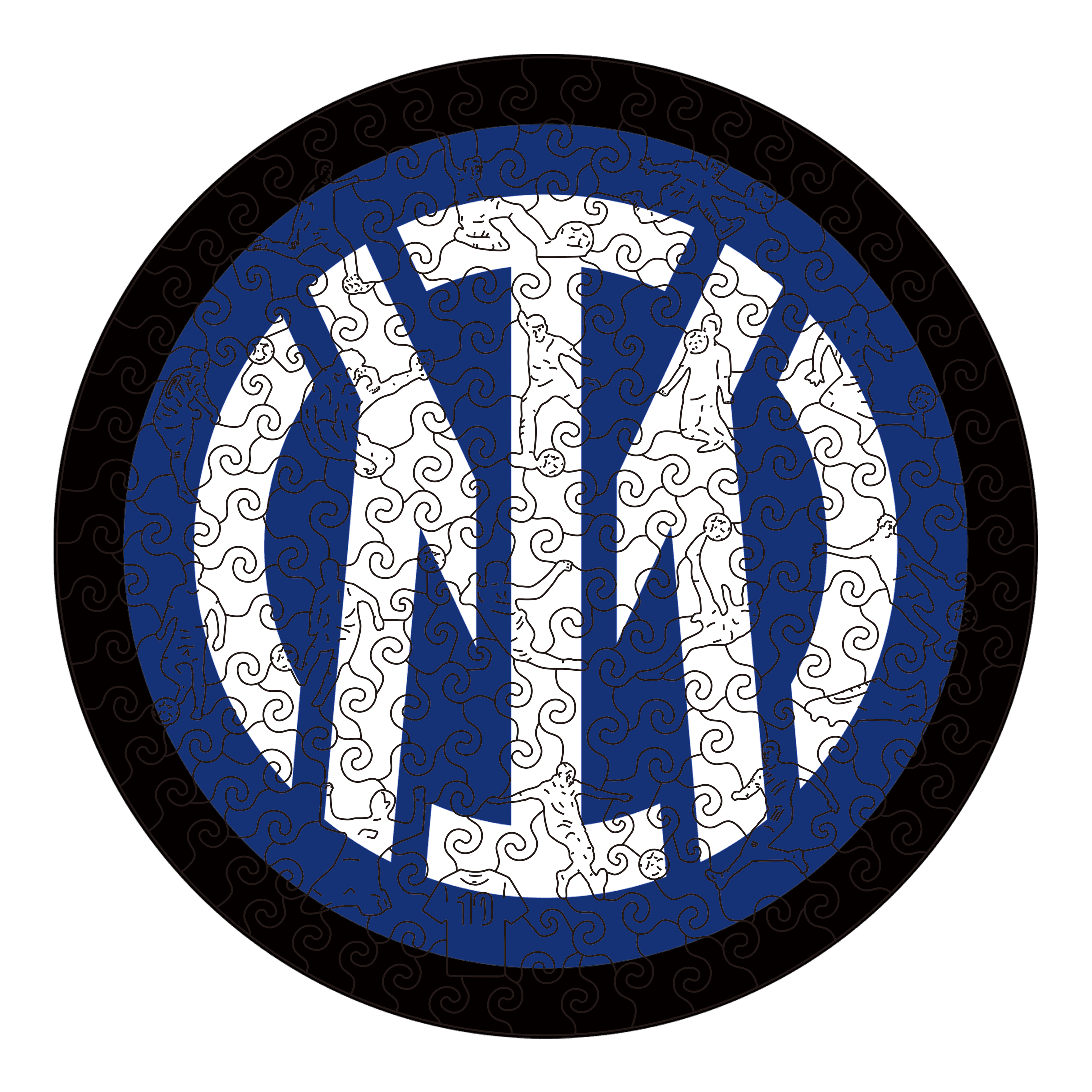 Inter Milan Logo Wooden Jigsaw Puzzle - Soccerfana